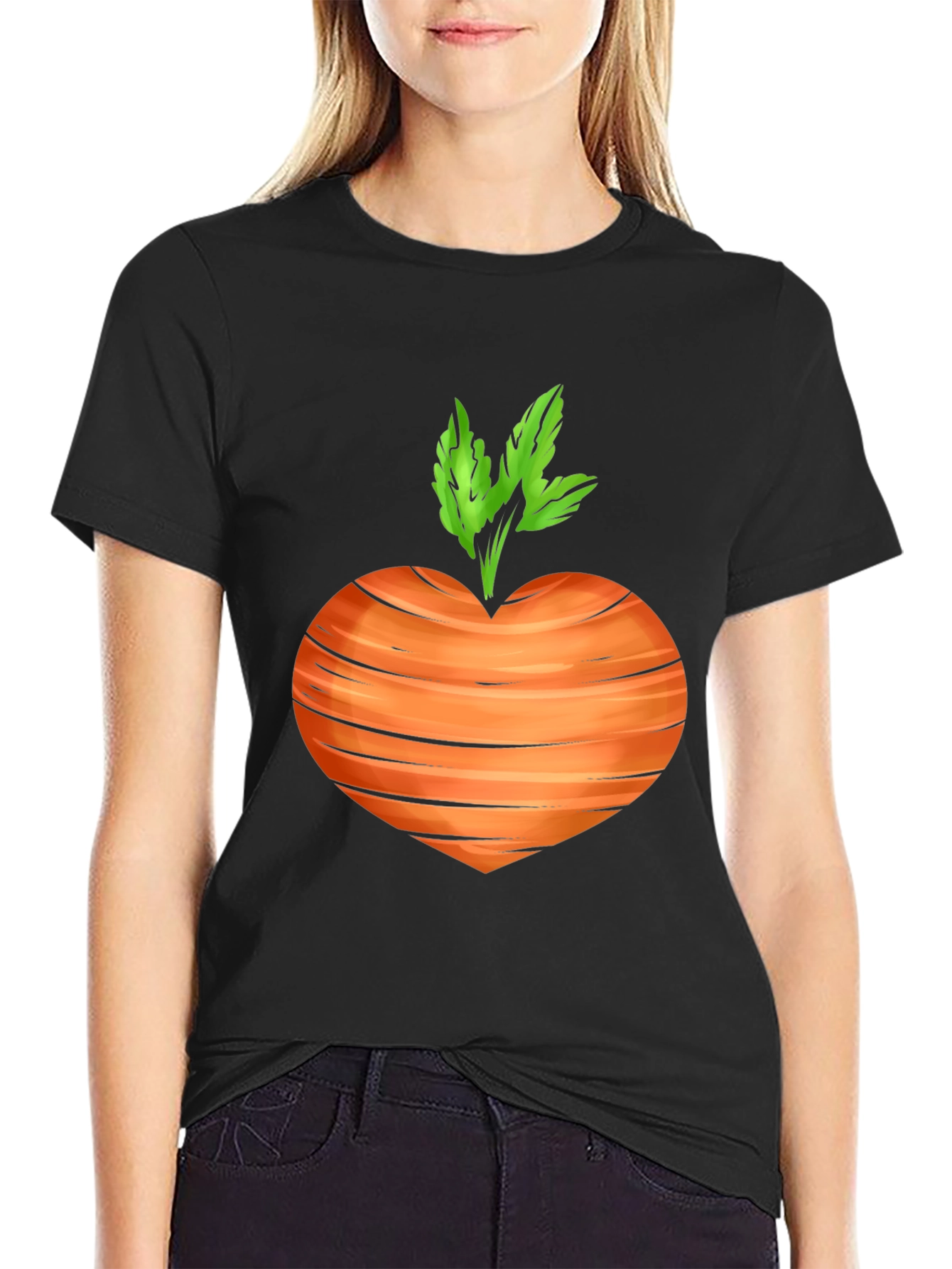 Black Carrot Heart T-Shirt - Veggie Love Tee view 2