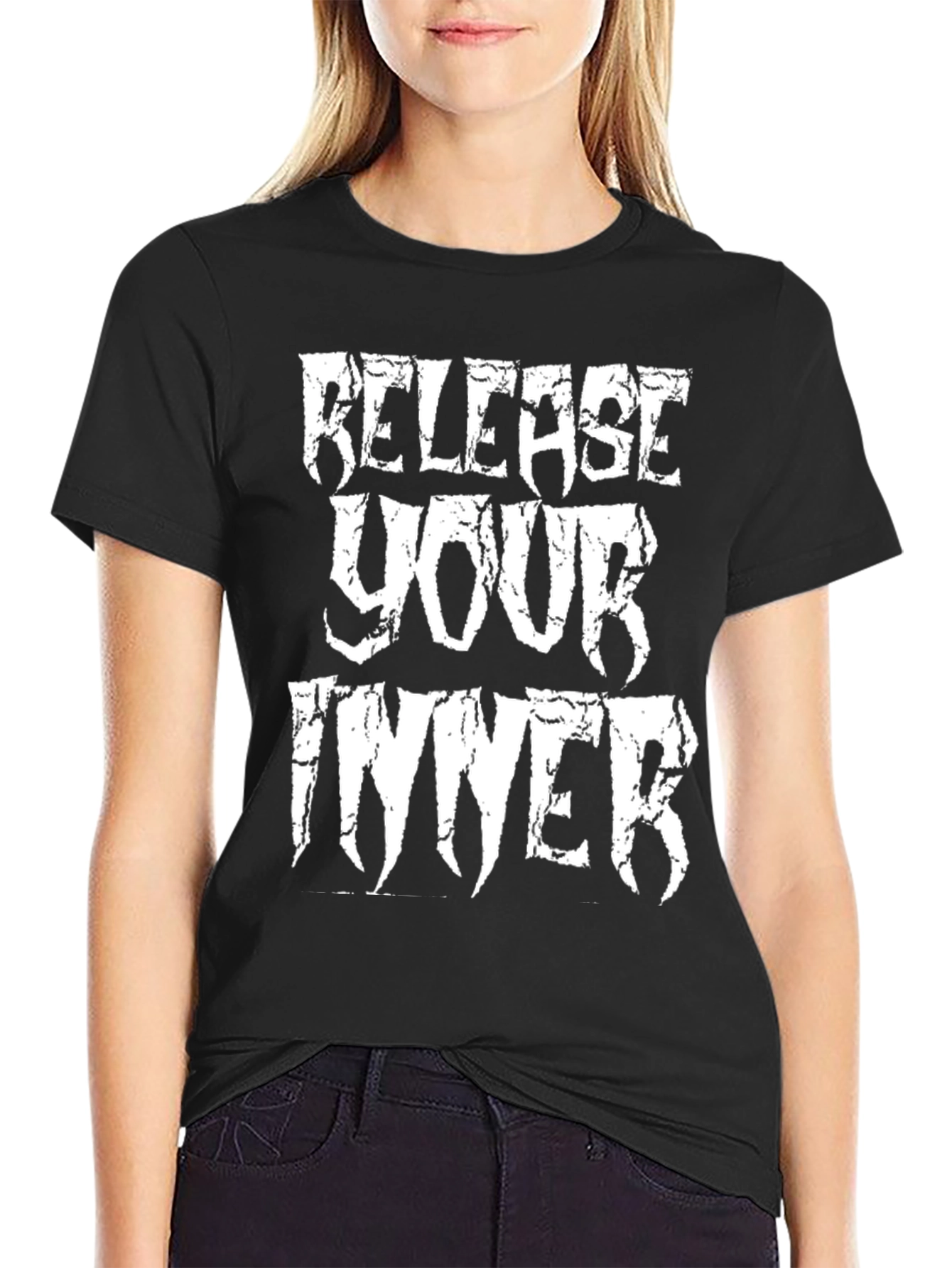 Black Release Your Inner T-Shirt - Bold Graphic Tee view 2