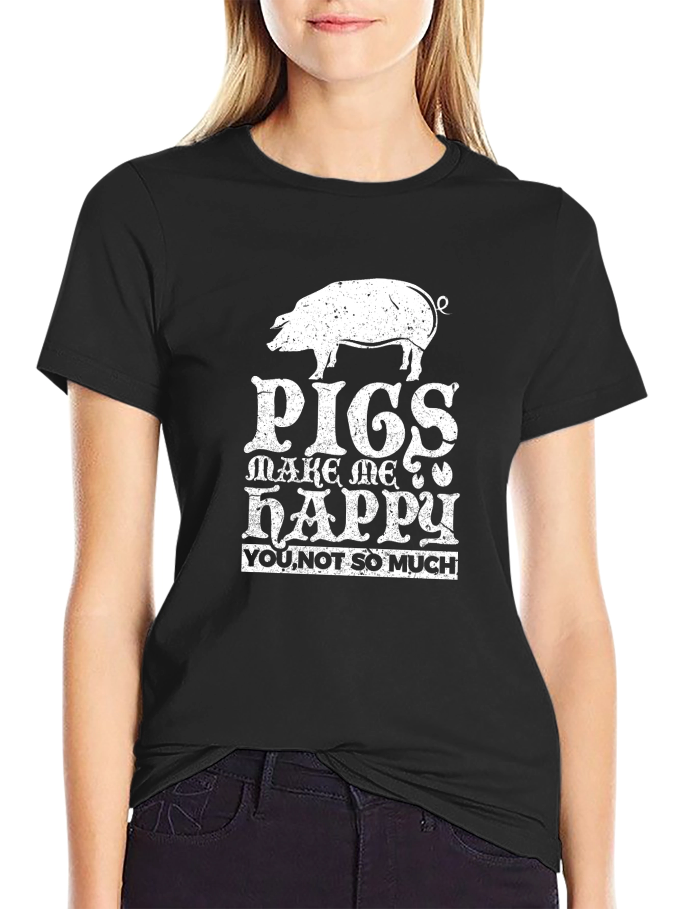 Black Pigs Make Me Happy Graphic Tee view 2