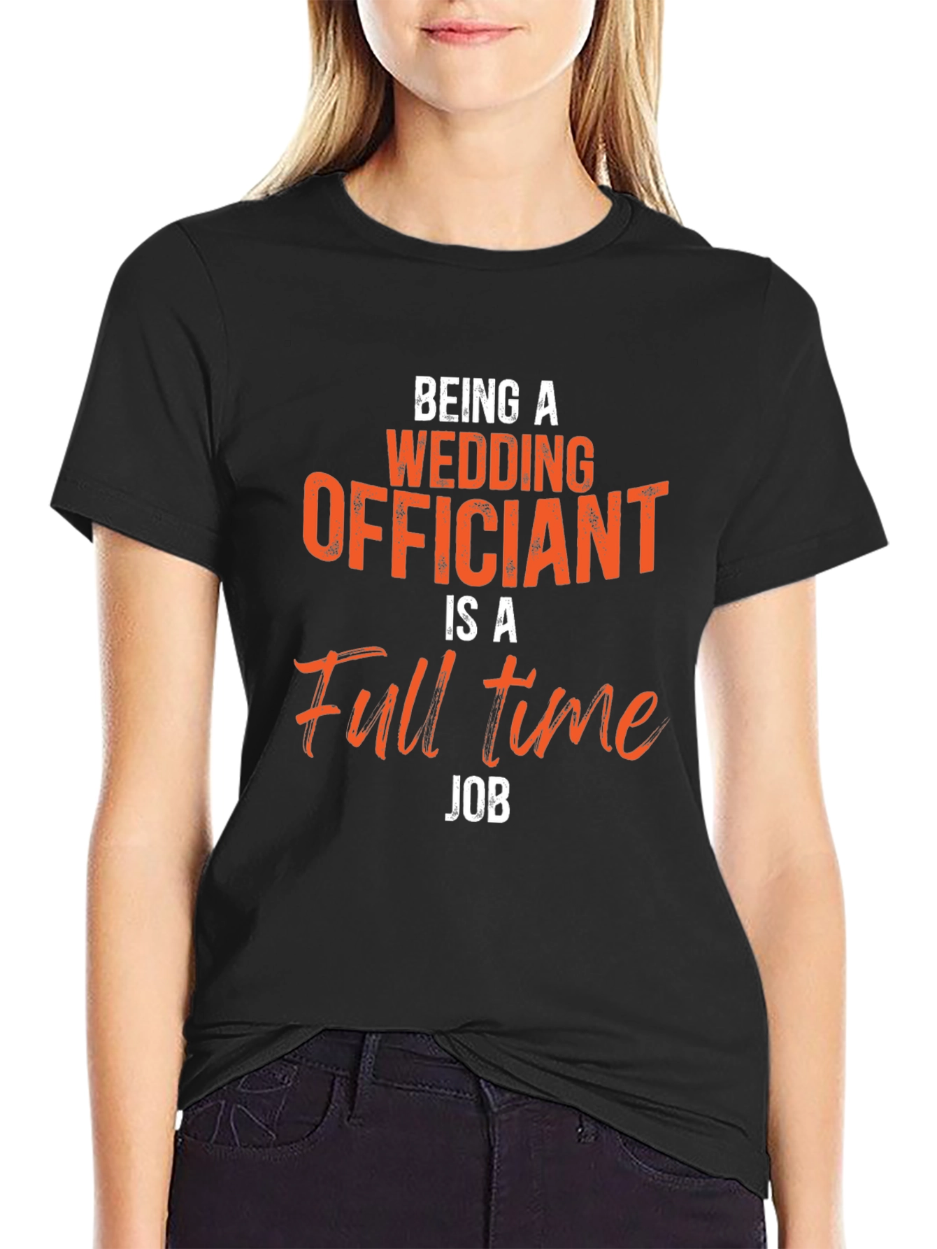Black Wedding Officiant Full-Time Job T-Shirt view 2