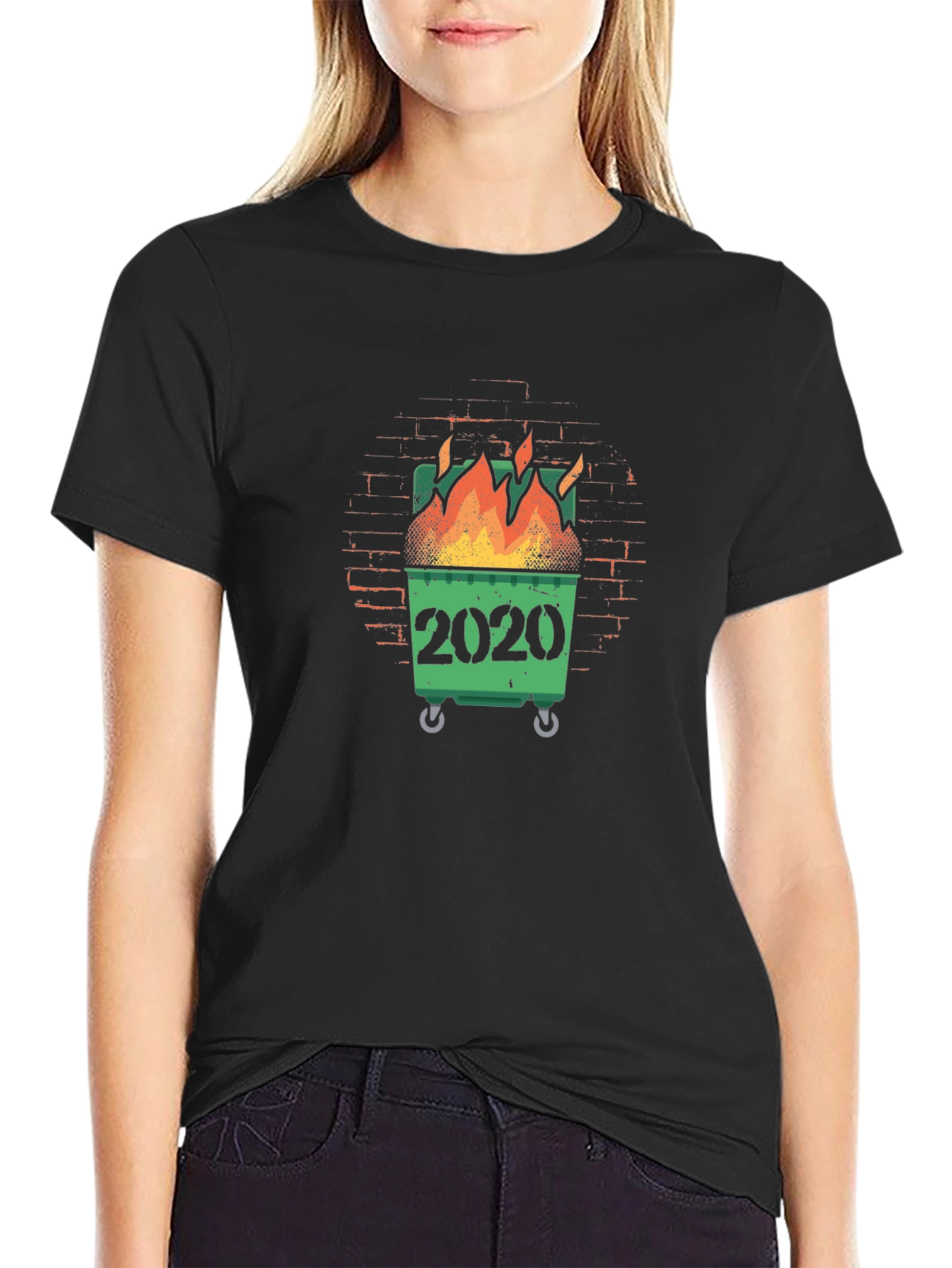 Black 2020 Dumpster Fire Graphic T-Shirt view 2