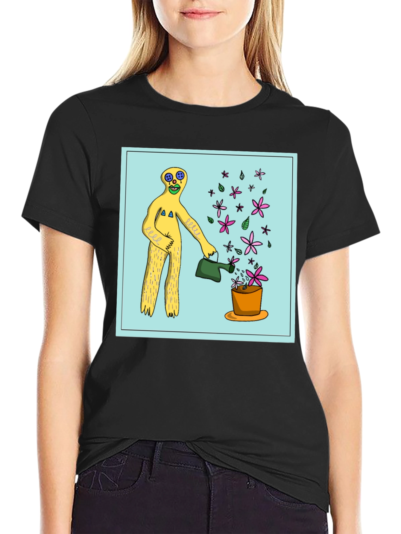 Black Surreal Gardener Graphic T-Shirt - Black view 2