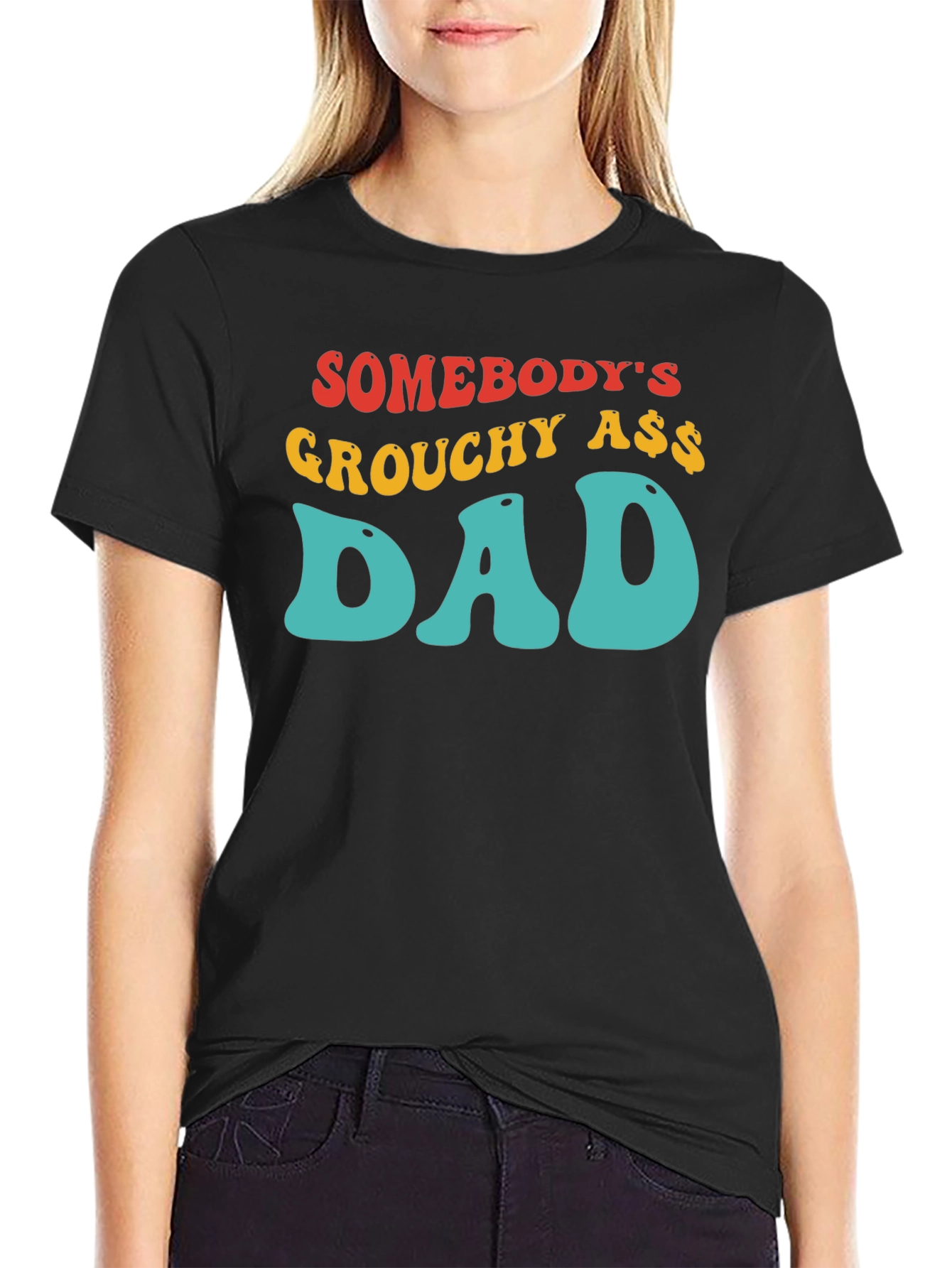 Black Grouchy Ass Dad T-Shirt - Black Cotton Tee view 2