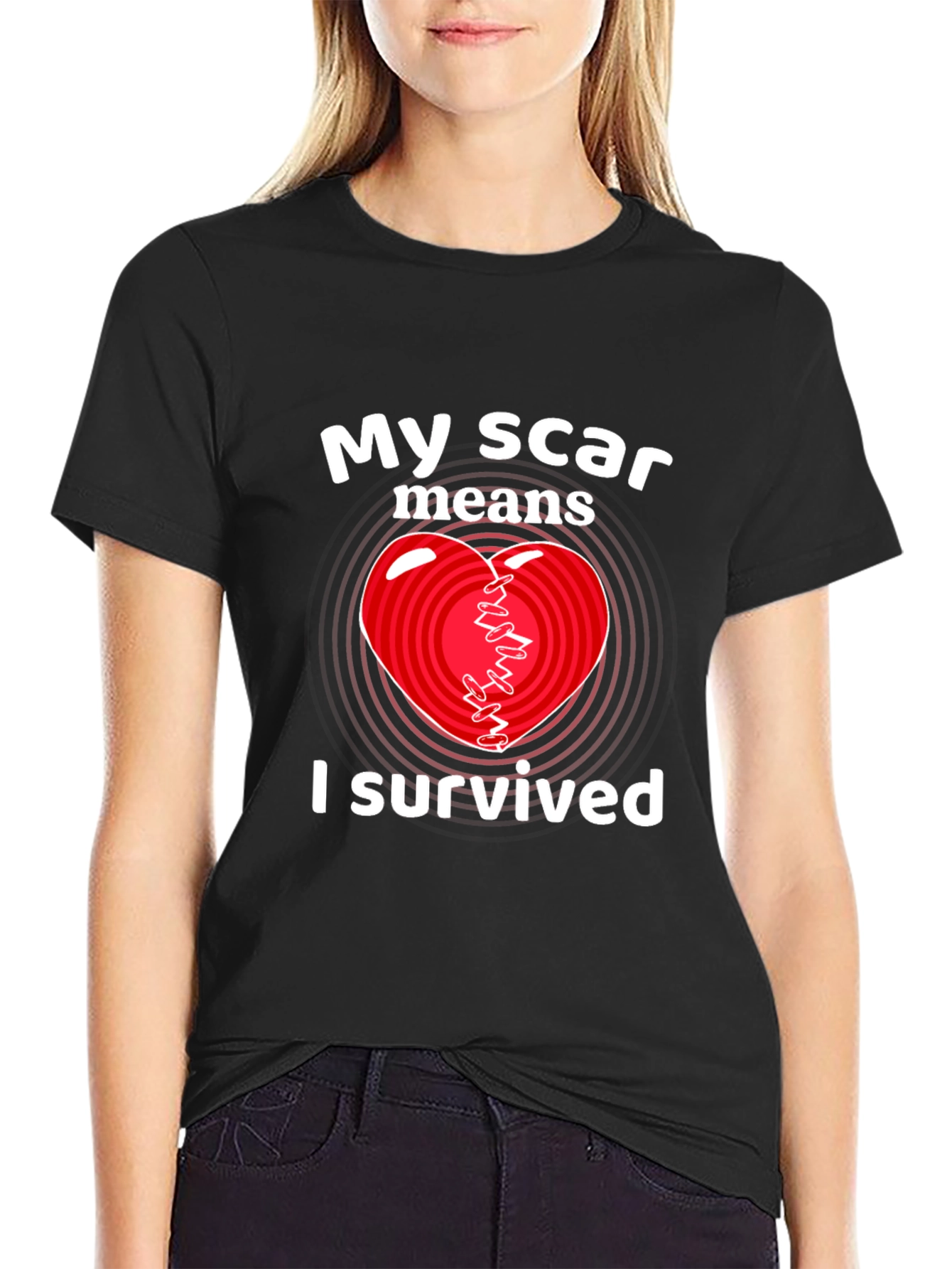Black My Scar Means I Survived Graphic Tee view 2