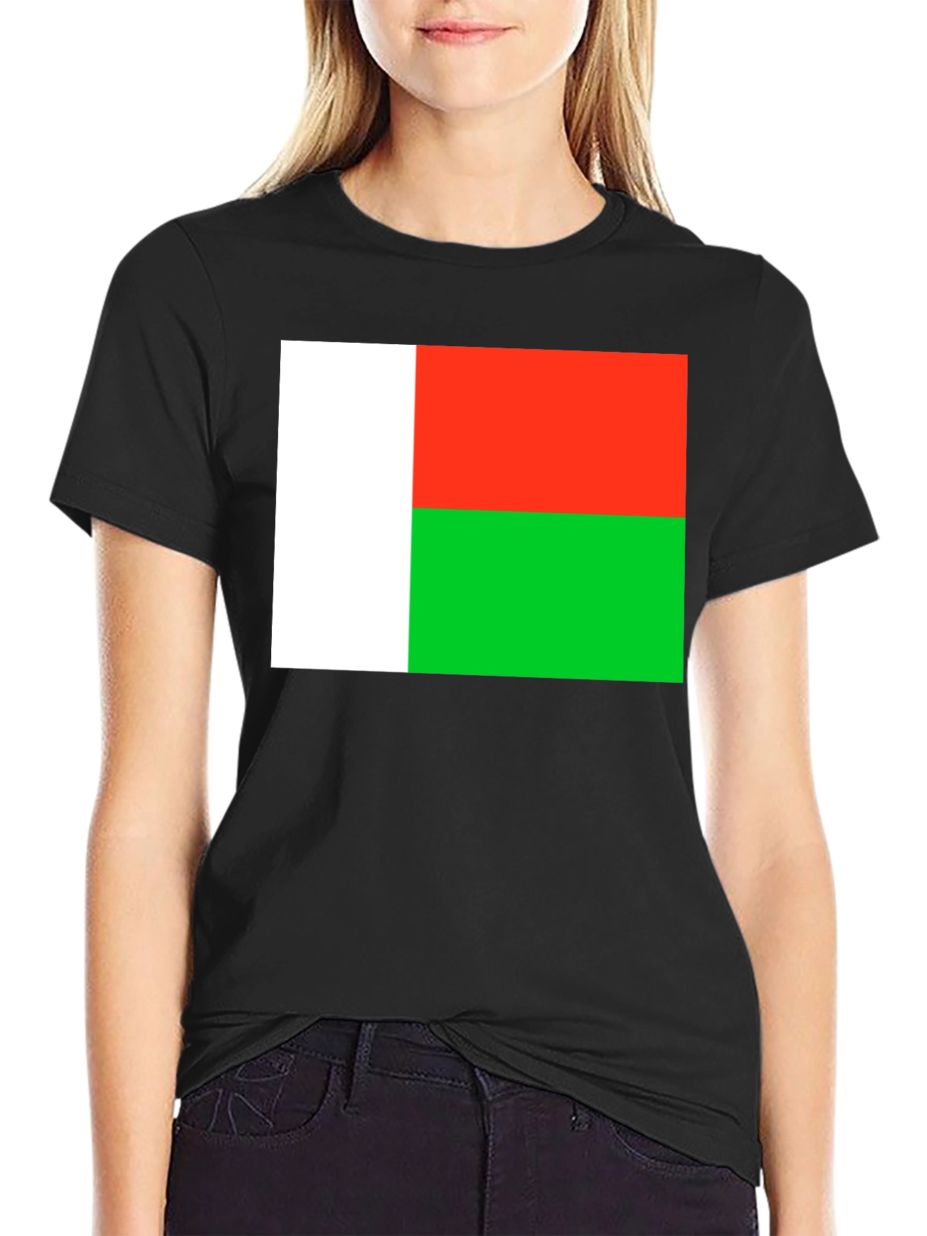 Black Madagascar Flag T-Shirt - Black Cotton Tee view 2