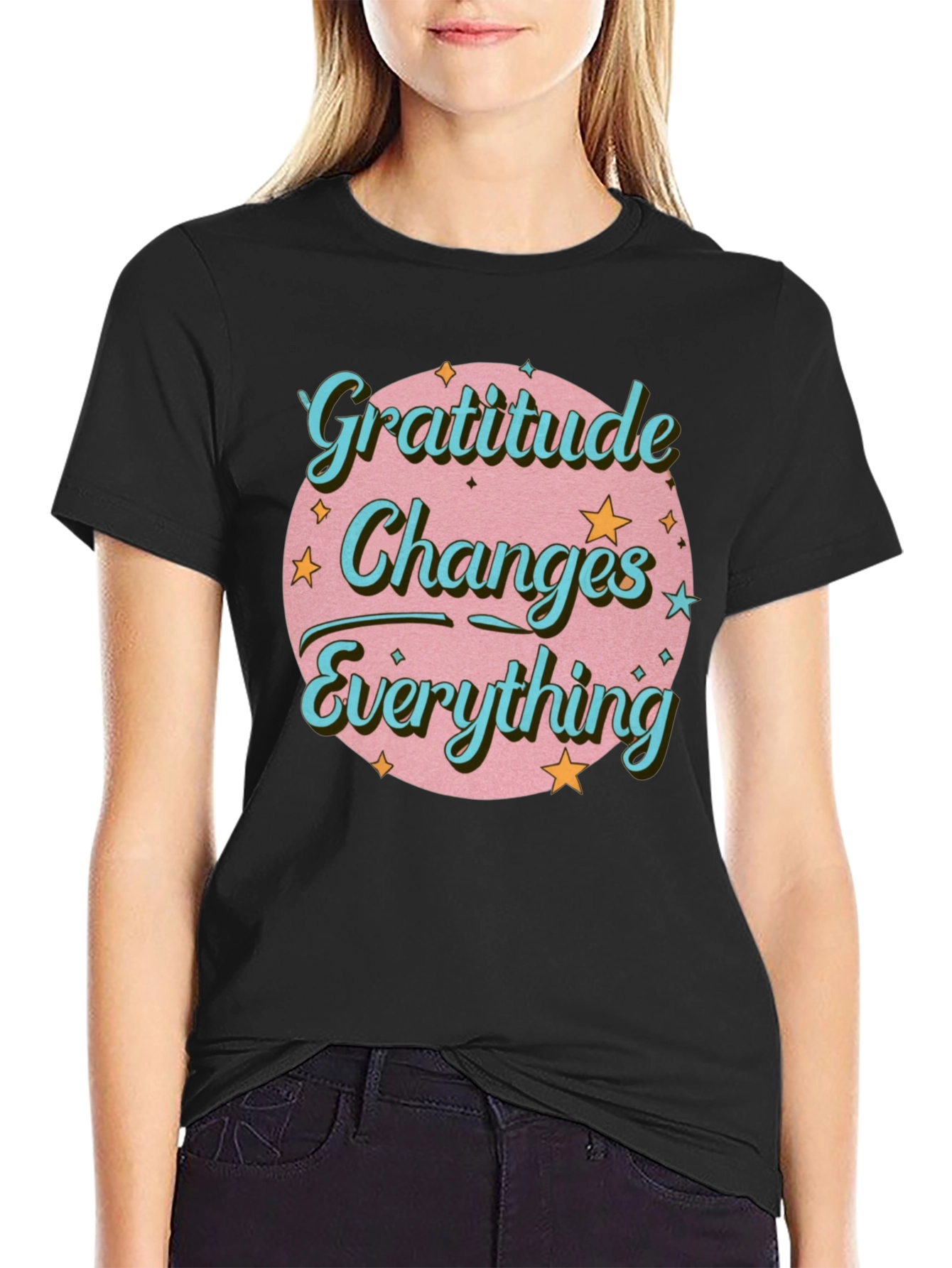 Black Gratitude Changes Everything Graphic T-Shirt view 2