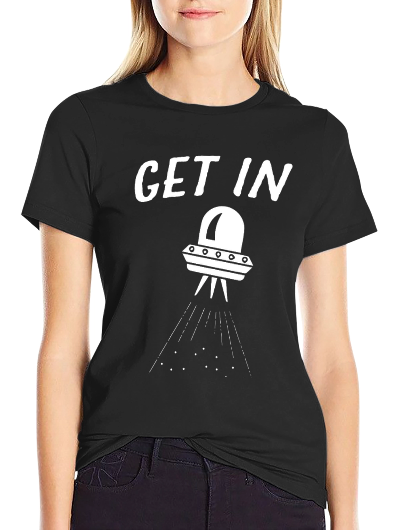 Black Get In UFO Graphic T-Shirt view 2