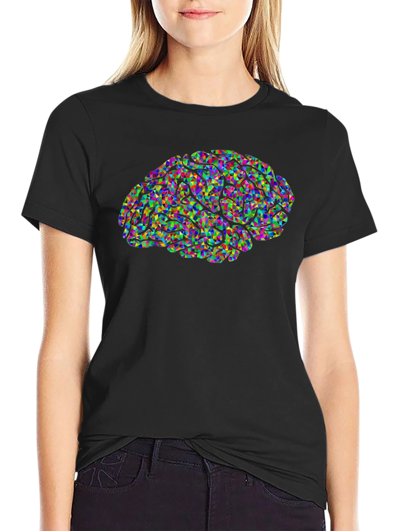 Black Abstract Brain Graphic Black T-Shirt view 2