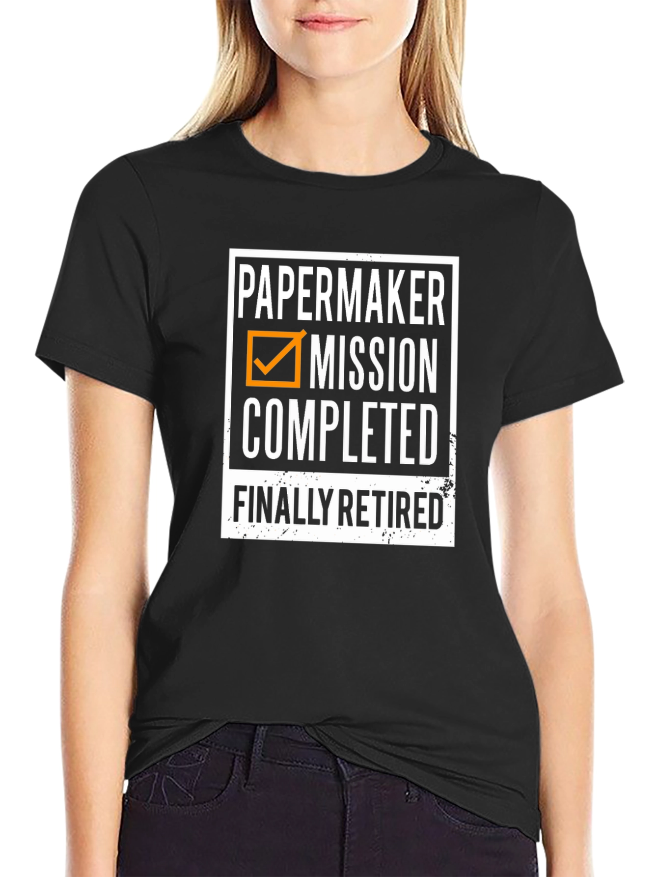 Black Papermaker Mission Completed Retirement T-Shirt view 2