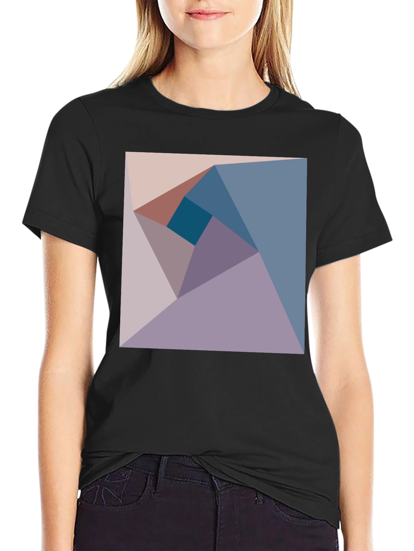 Black Geometric Design Tee - Abstract Art Shirt view 2