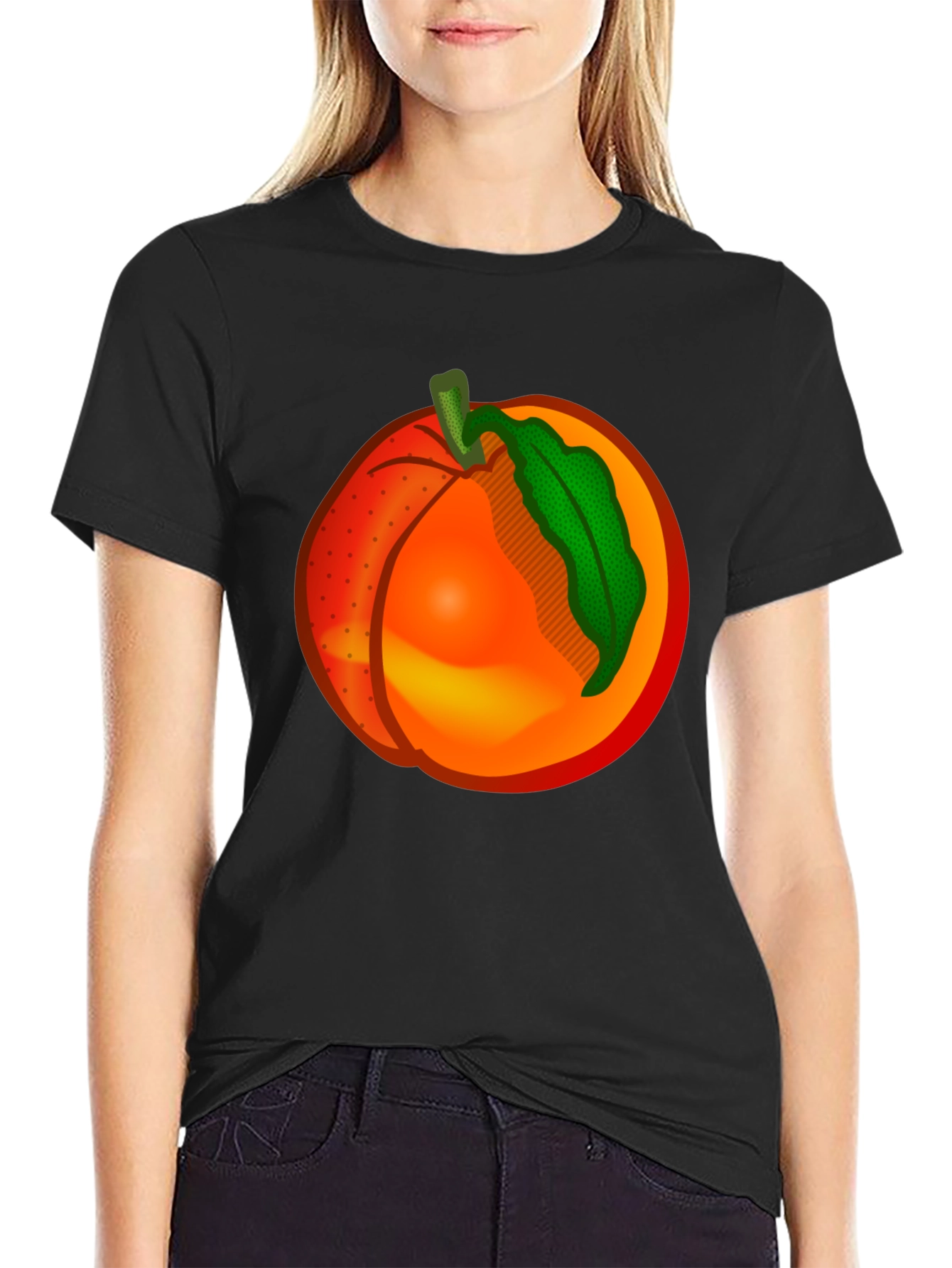 Black Peach Graphic T-Shirt - Fruity Fashion view 2