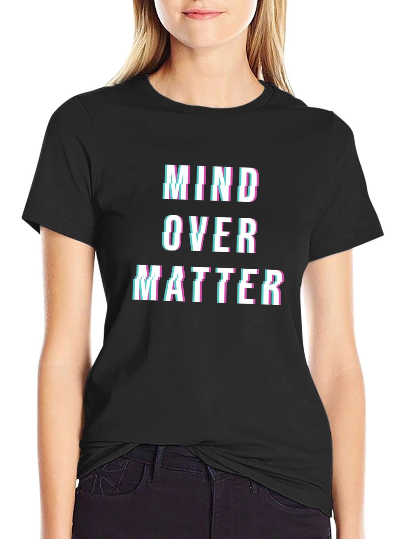 Black Mind Over Matter Glitch T-Shirt view 2