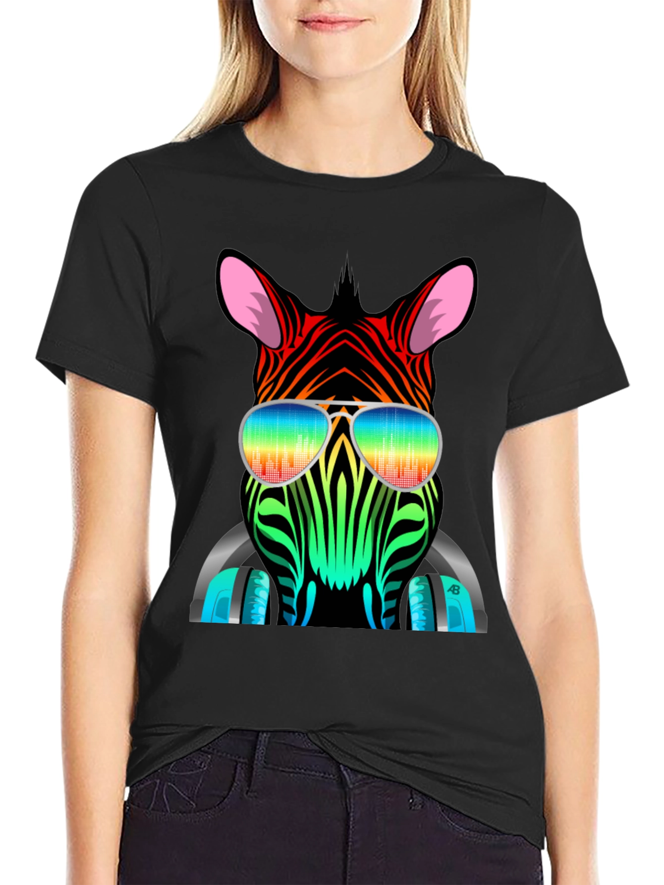 Black Cool Zebra Graphic Tee view 2