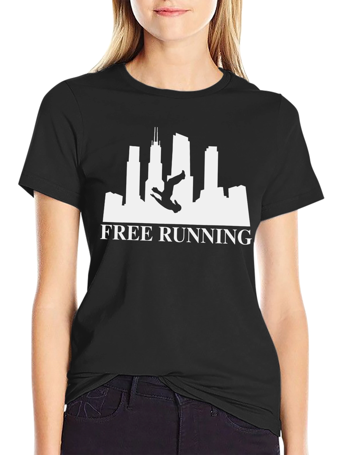 Black Free Running Silhouette T-Shirt | Urban Style view 2