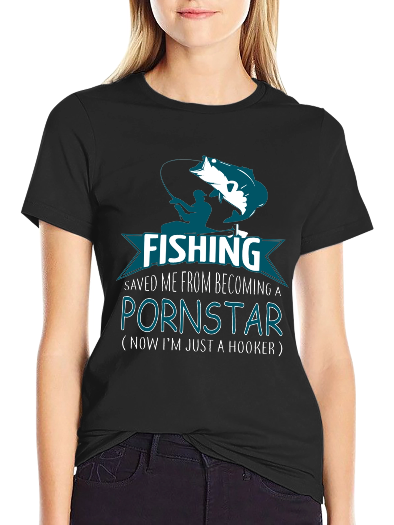 Black Fishing Hook T-Shirt Novelty Gift view 2