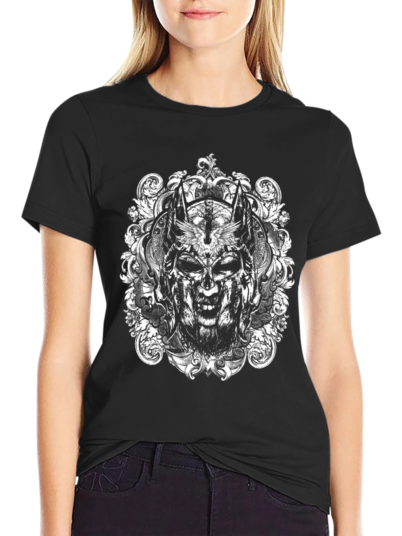 Black Skull Mask Graphic Tee - Black view 2