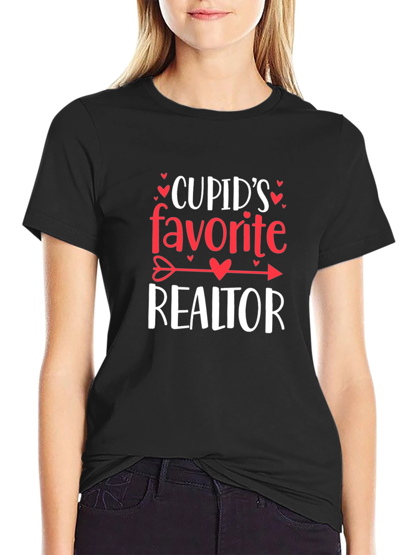 Black Cupid's Favorite Realtor T-Shirt Valentine's Day view 2