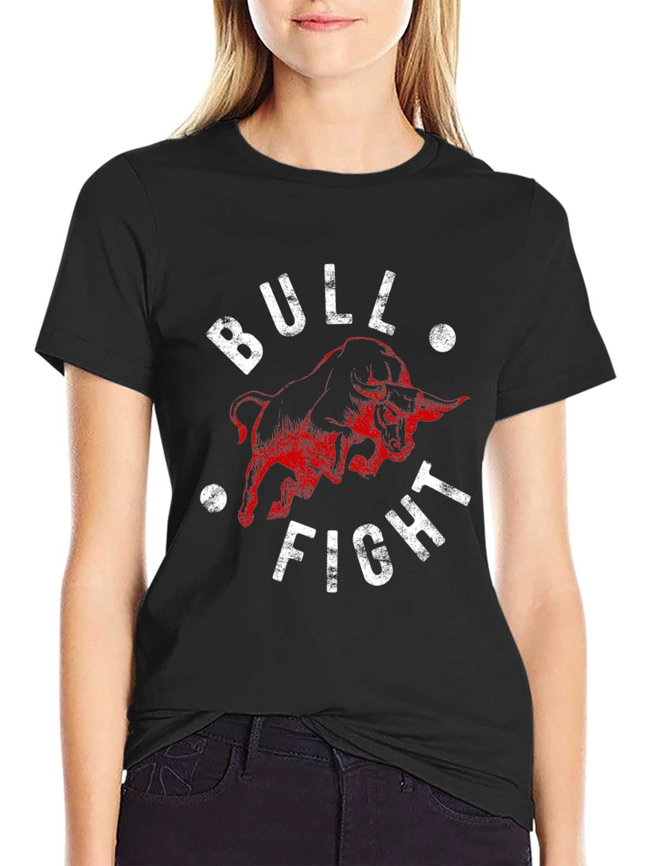 Black Bull Fight Graphic Tee - Bold & Unique Black T-Shirt view 2