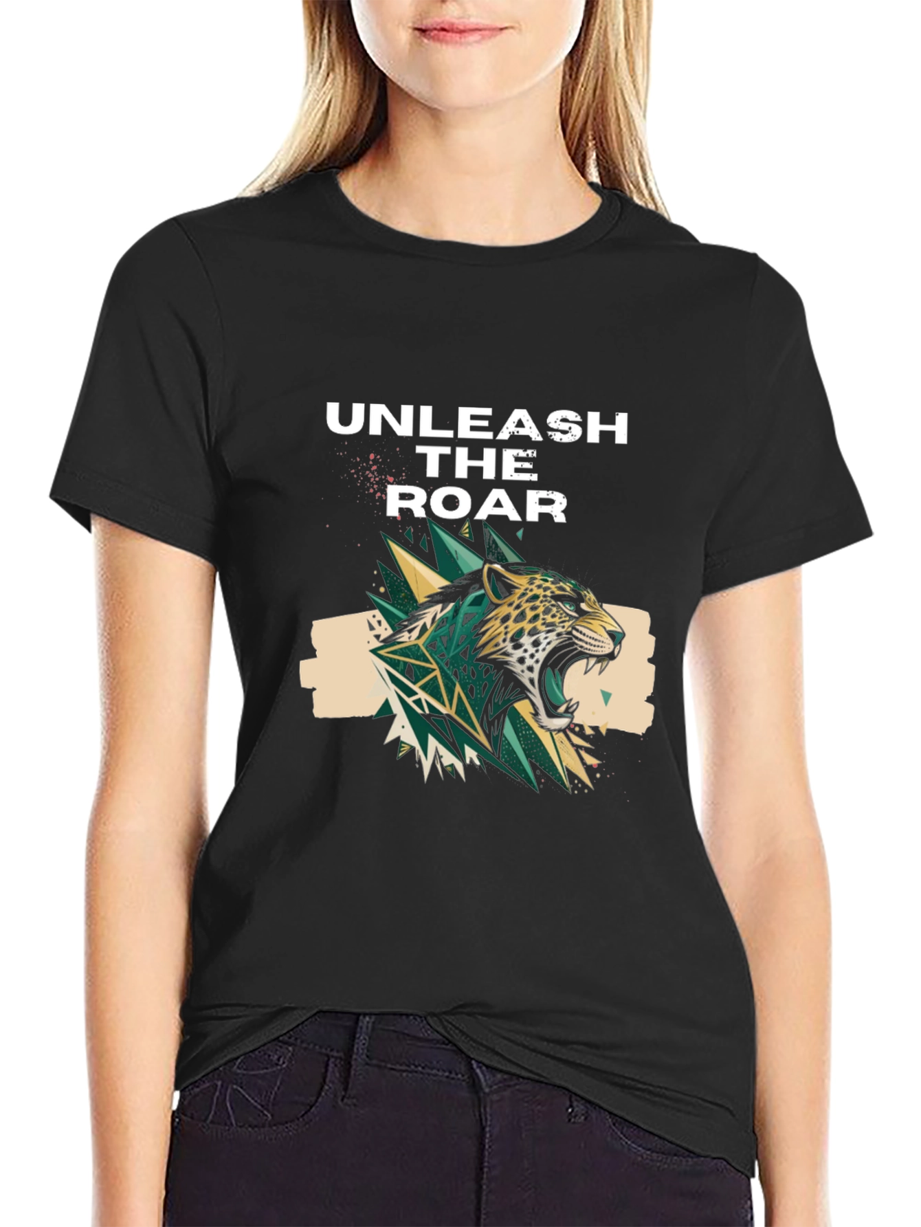Black Unleash the Roar Graphic Print T-Shirt view 2