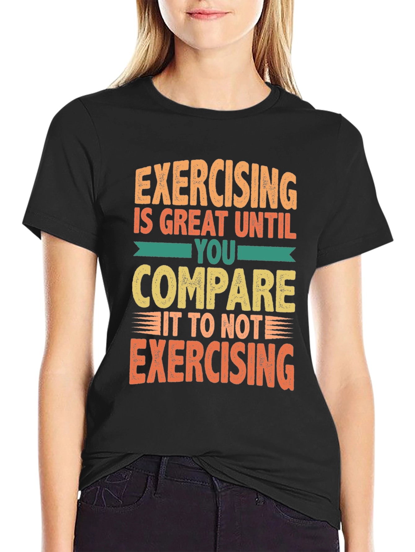 Black Funny Exercising T-Shirt view 2