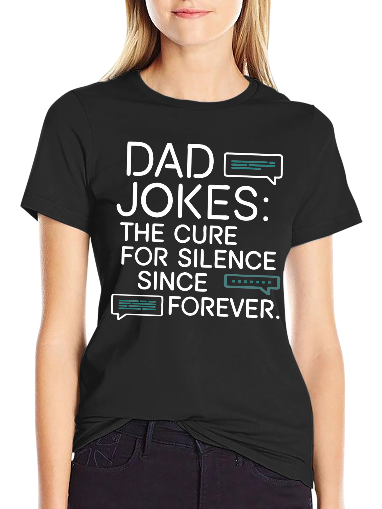 Black Dad Jokes: Cure for Silence Black T-Shirt view 2