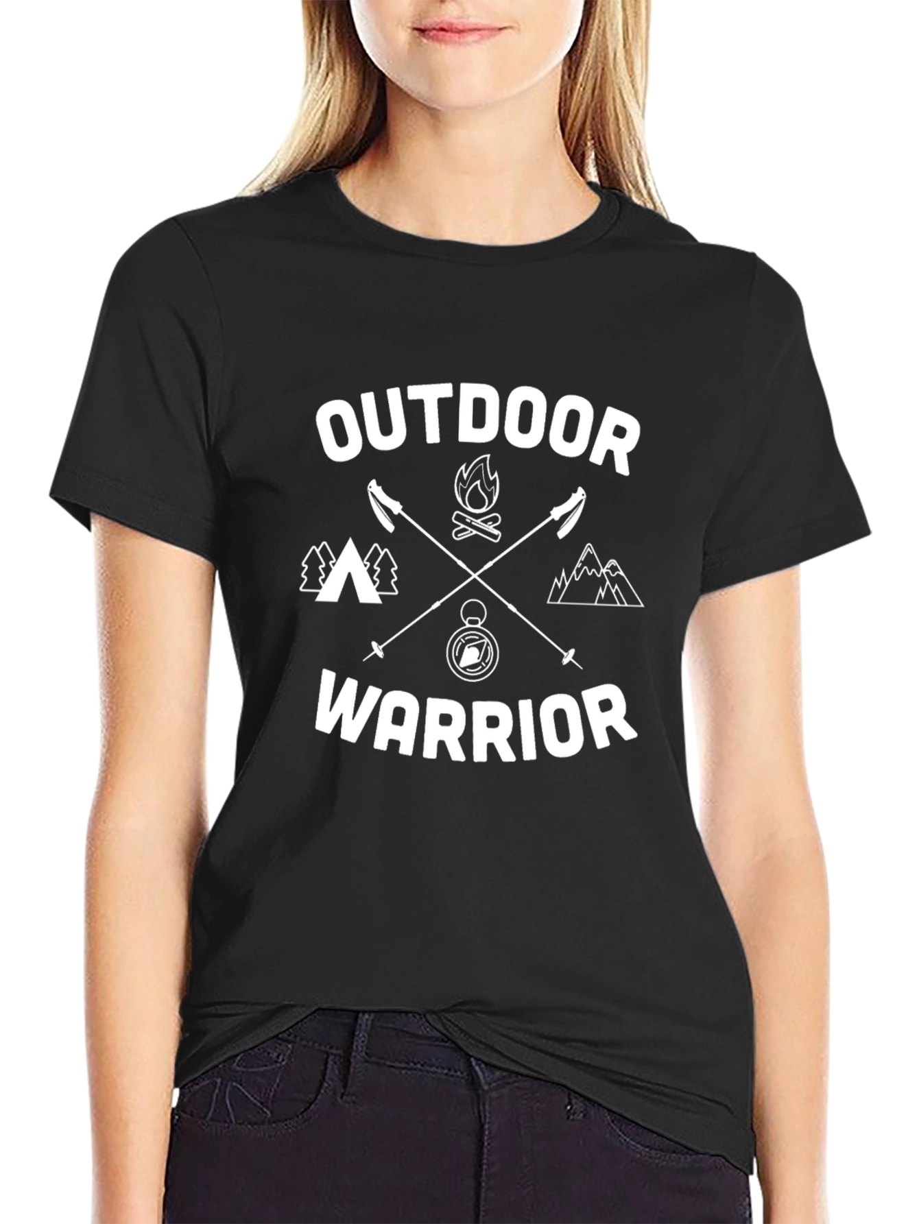 Black Outdoor Warrior Graphic Tee - Black view 2