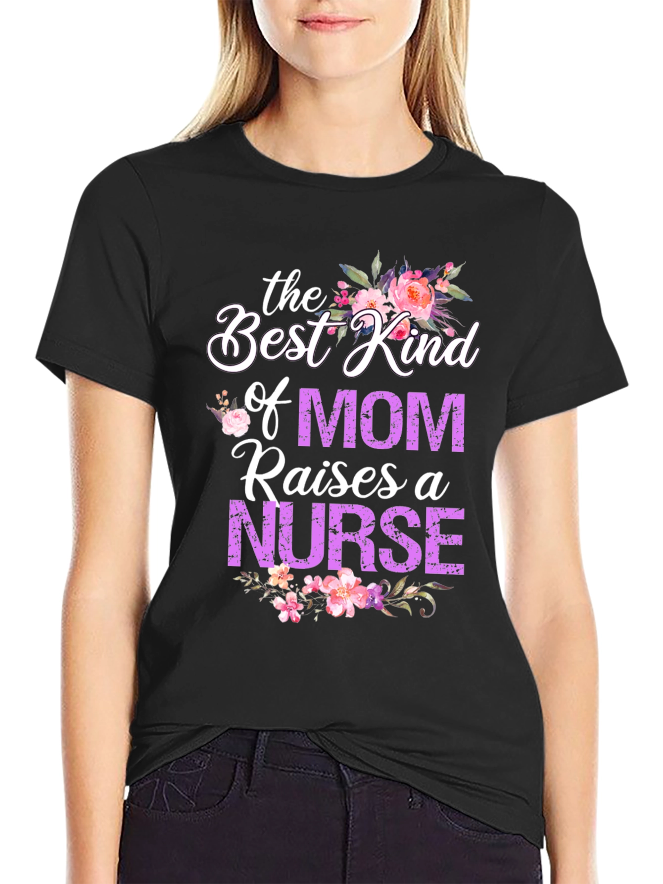 Black Best Kind of Mom Nurse T-Shirt view 2