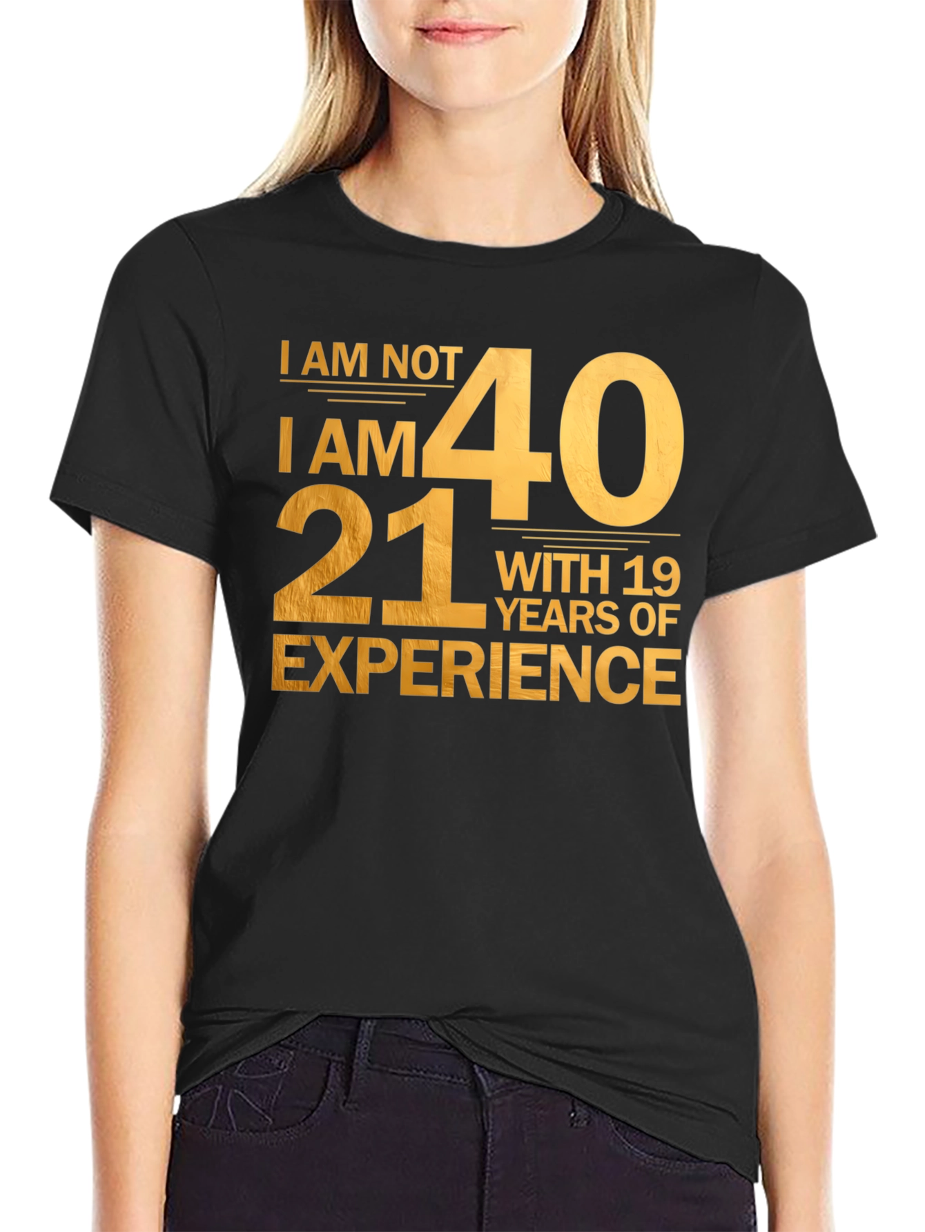 Black Funny 40th Birthday T-Shirt - 21 with 19 Years Experience view 2