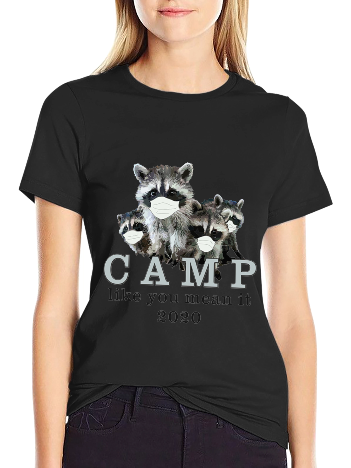Black Raccoon Camp T-Shirt: Masked & Ready for 2020 view 2