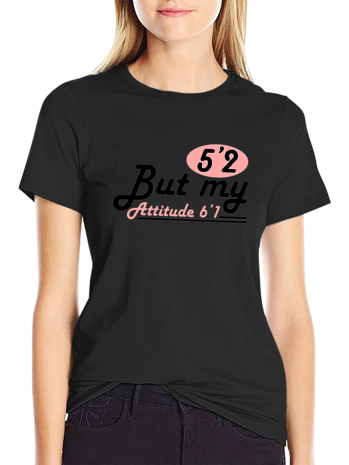 Black Sarcastic Height Attitude T-Shirt view 2