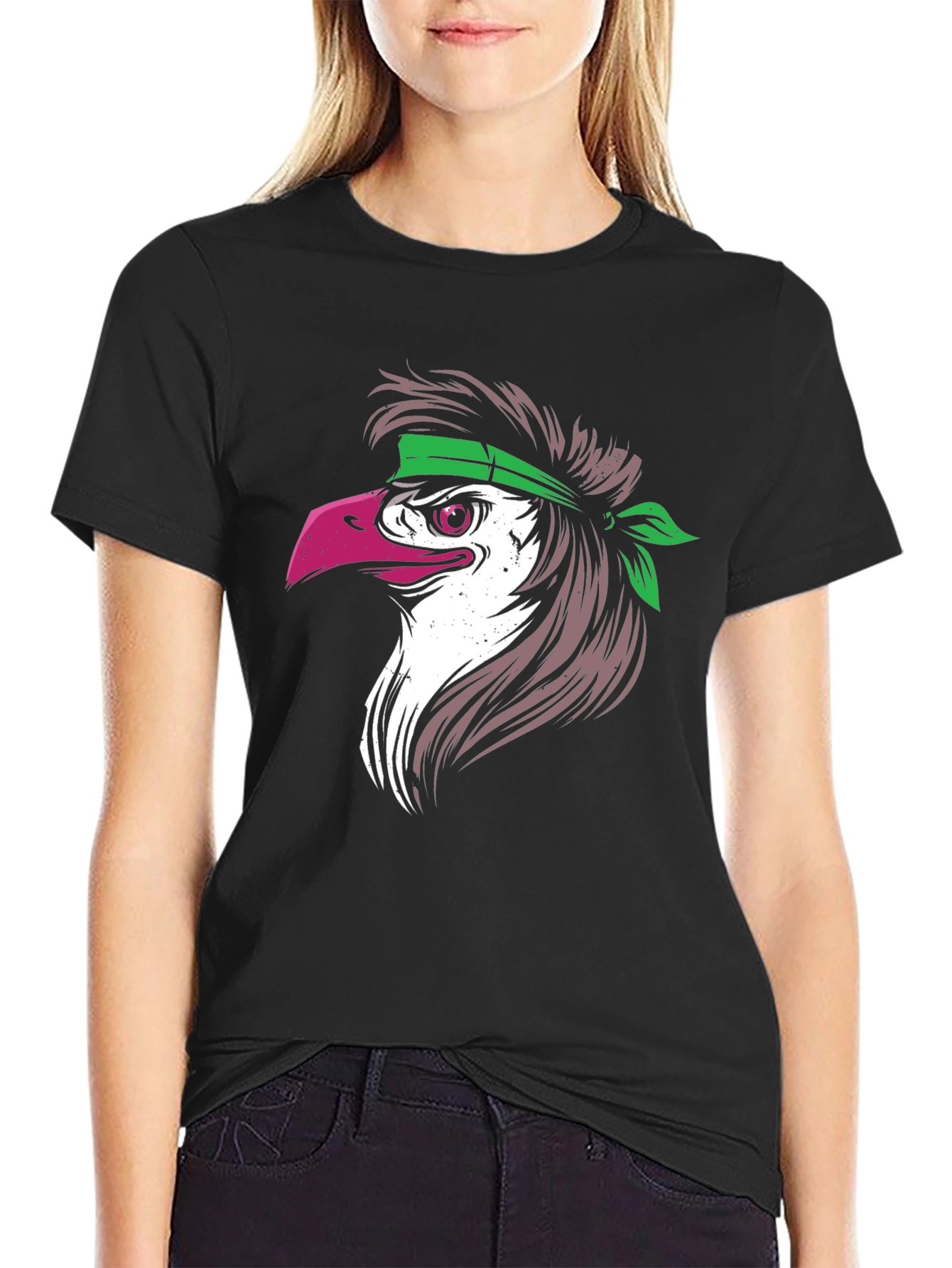 Black Eagle Head Graphic T-Shirt - Black view 2