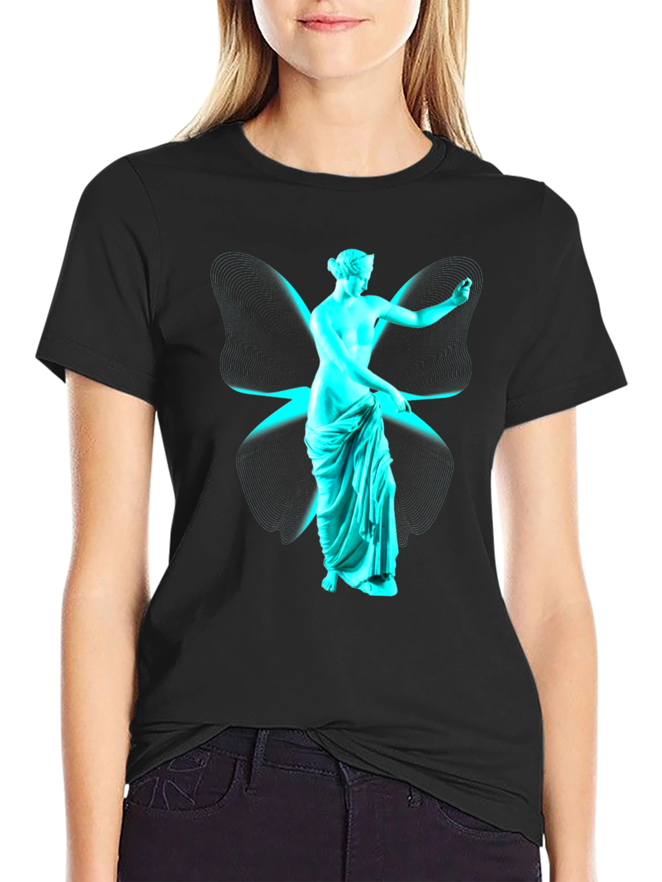 Black Statue Graphic Print T-Shirt view 2