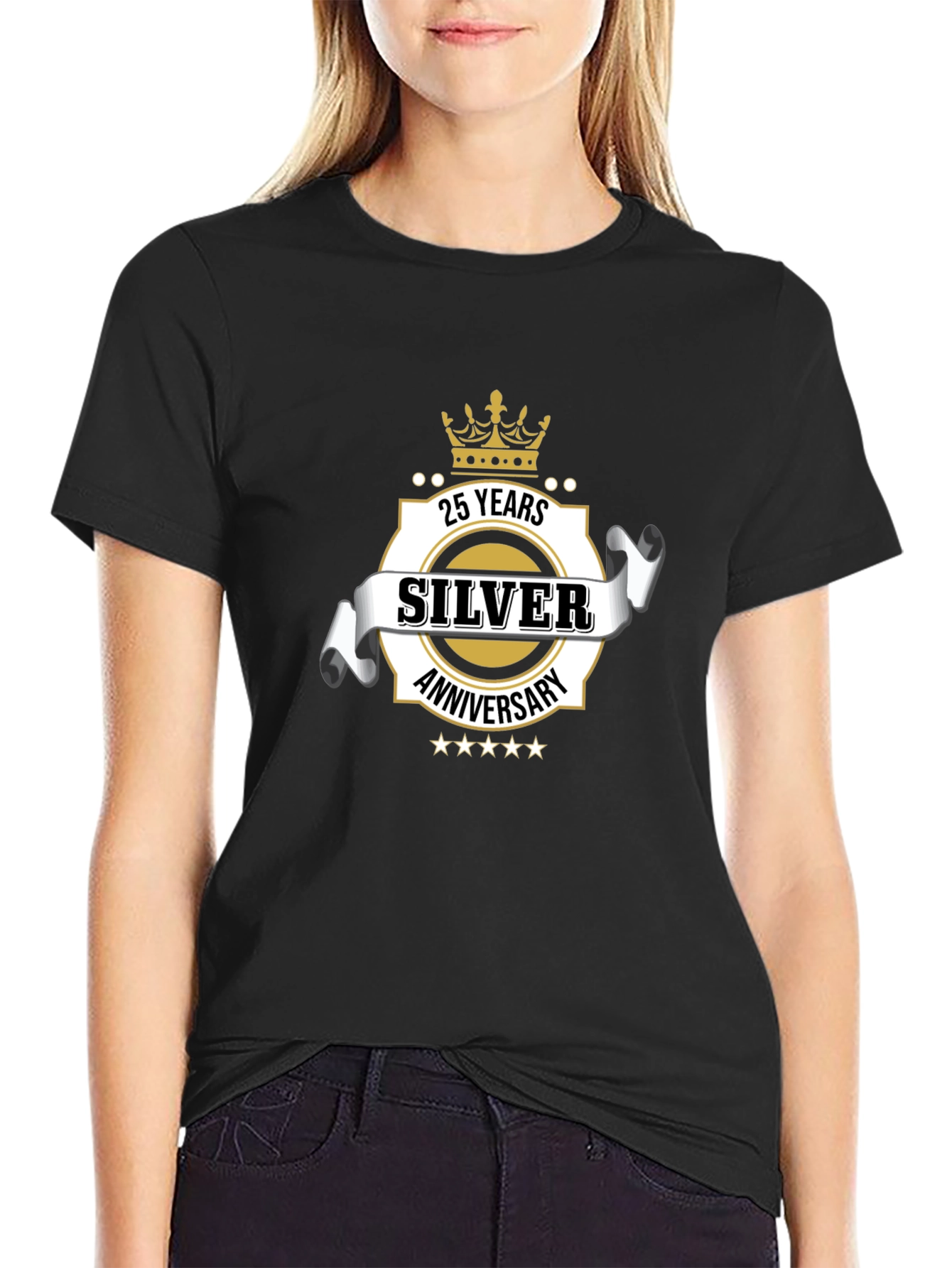 Black 25th Silver Anniversary Graphic T-Shirt view 2
