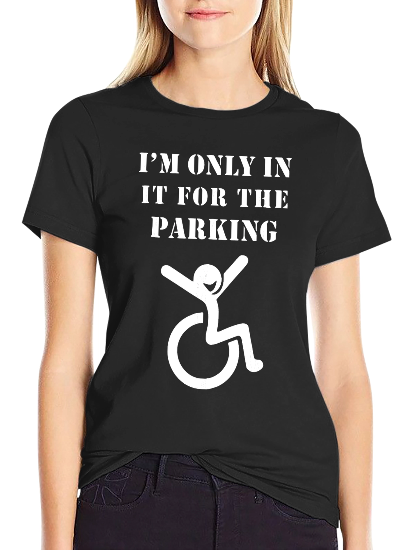 Black Funny Handicap Parking T-Shirt view 2