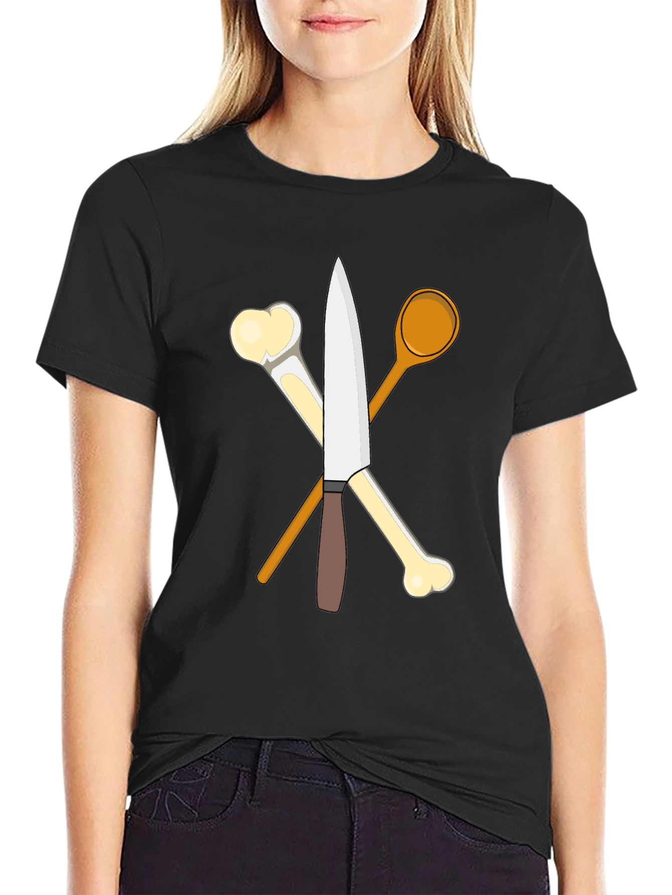 Chef's Knife, Bones, and Spoon Black T-Shirt - 2
