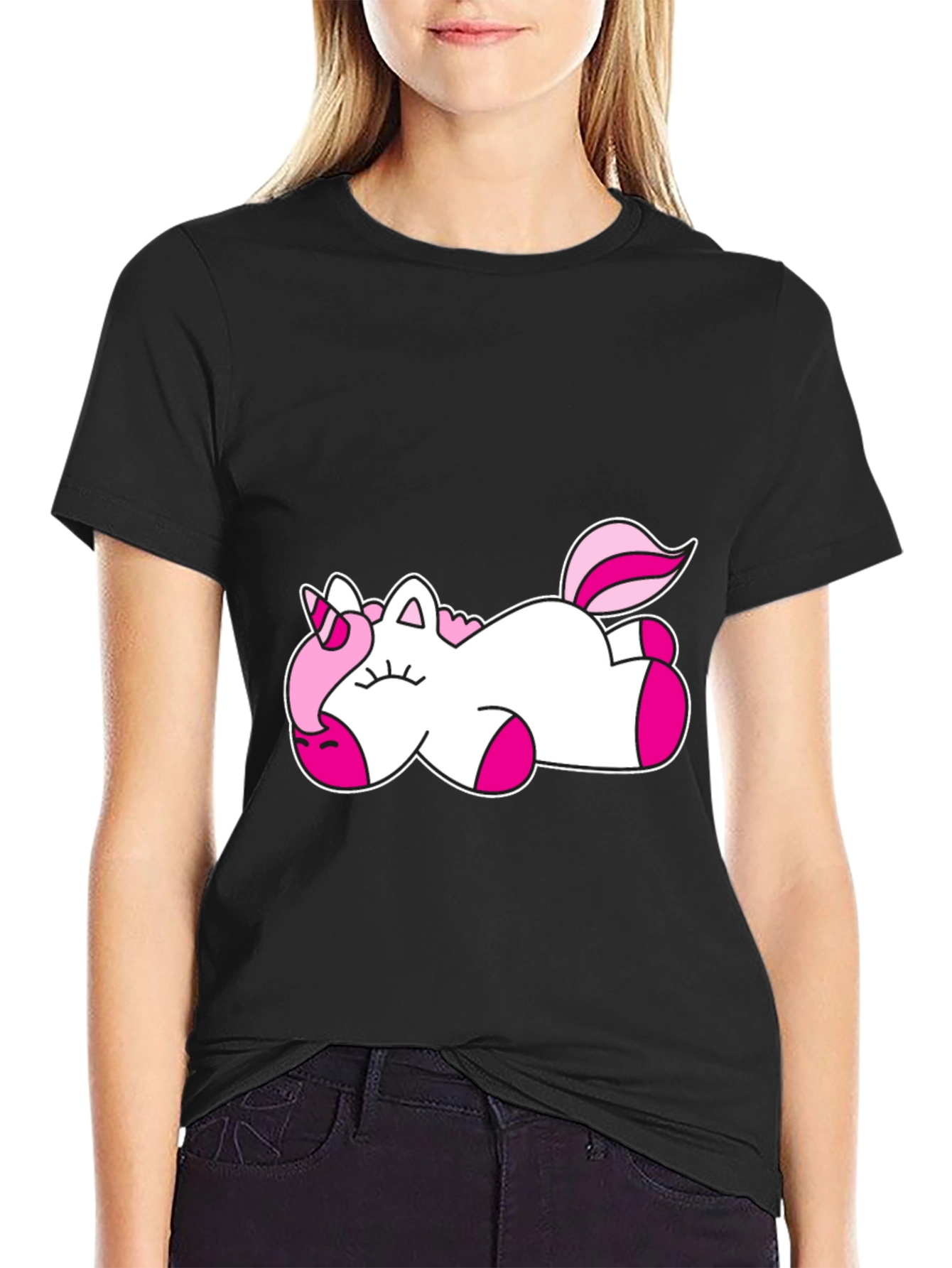 Black Unicorn Nap Black T-Shirt view 2