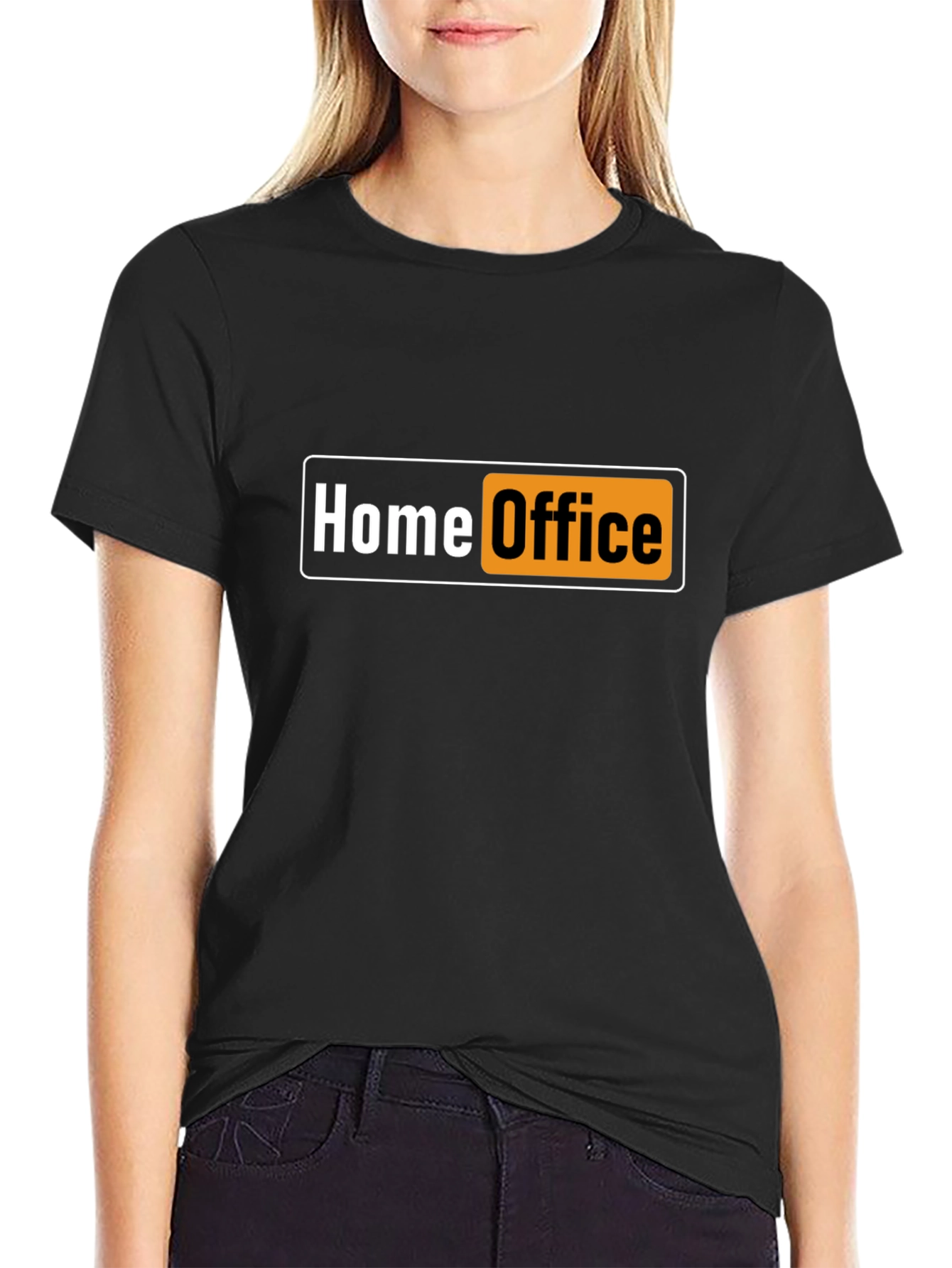Black Home Office Funny Black T-Shirt view 2