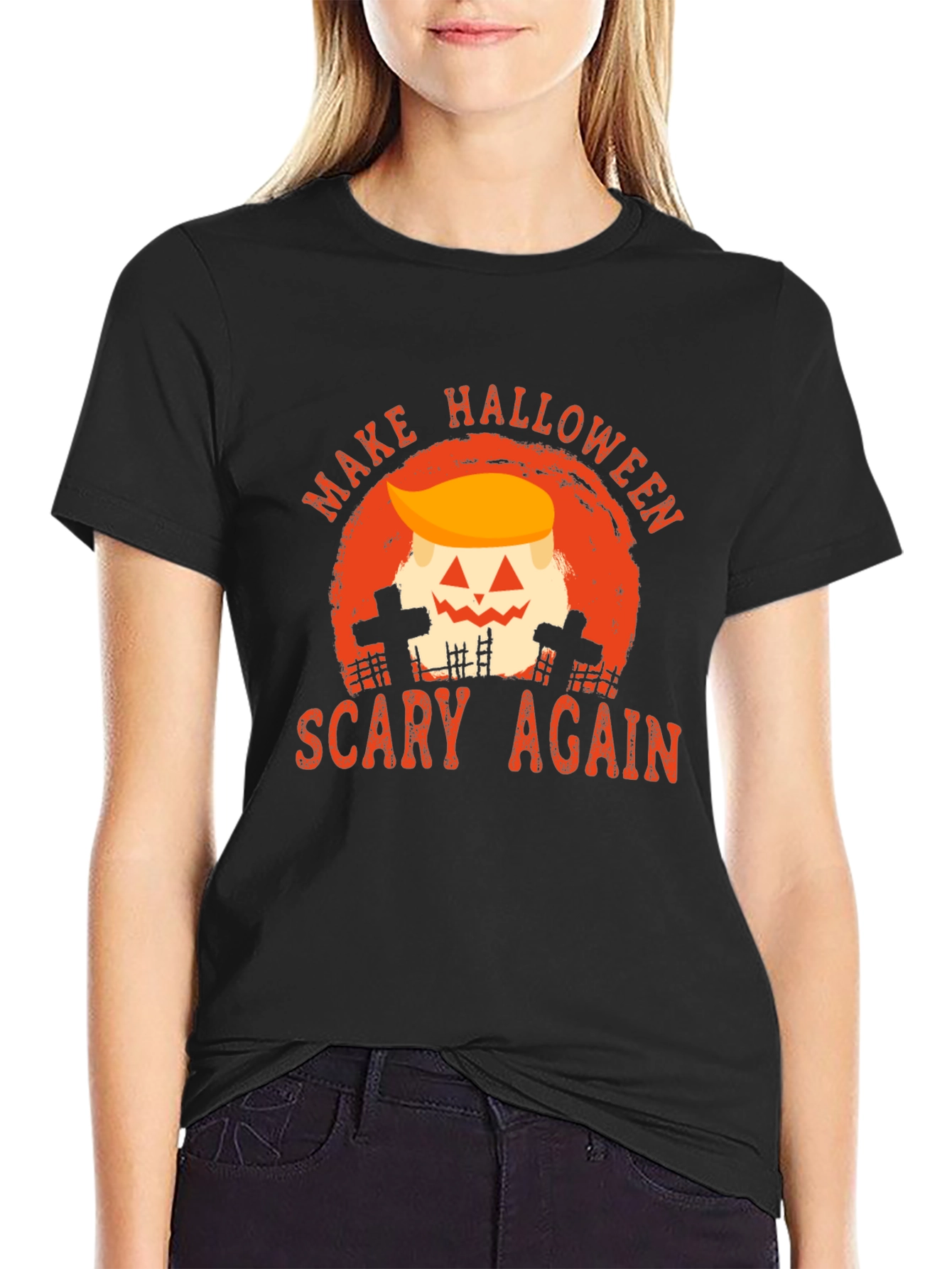 Black Make Halloween Scary Again Graphic Tee view 2