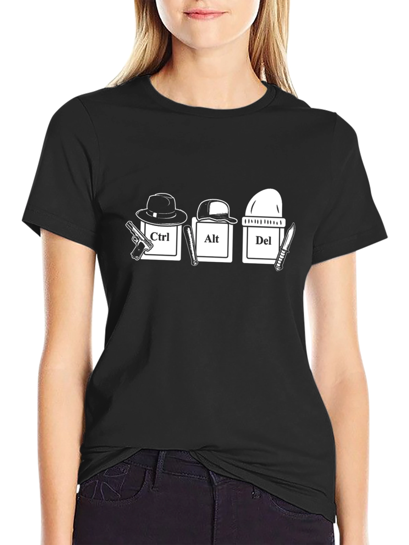 Black Ctrl Alt Del Funny Graphic T-Shirt view 2