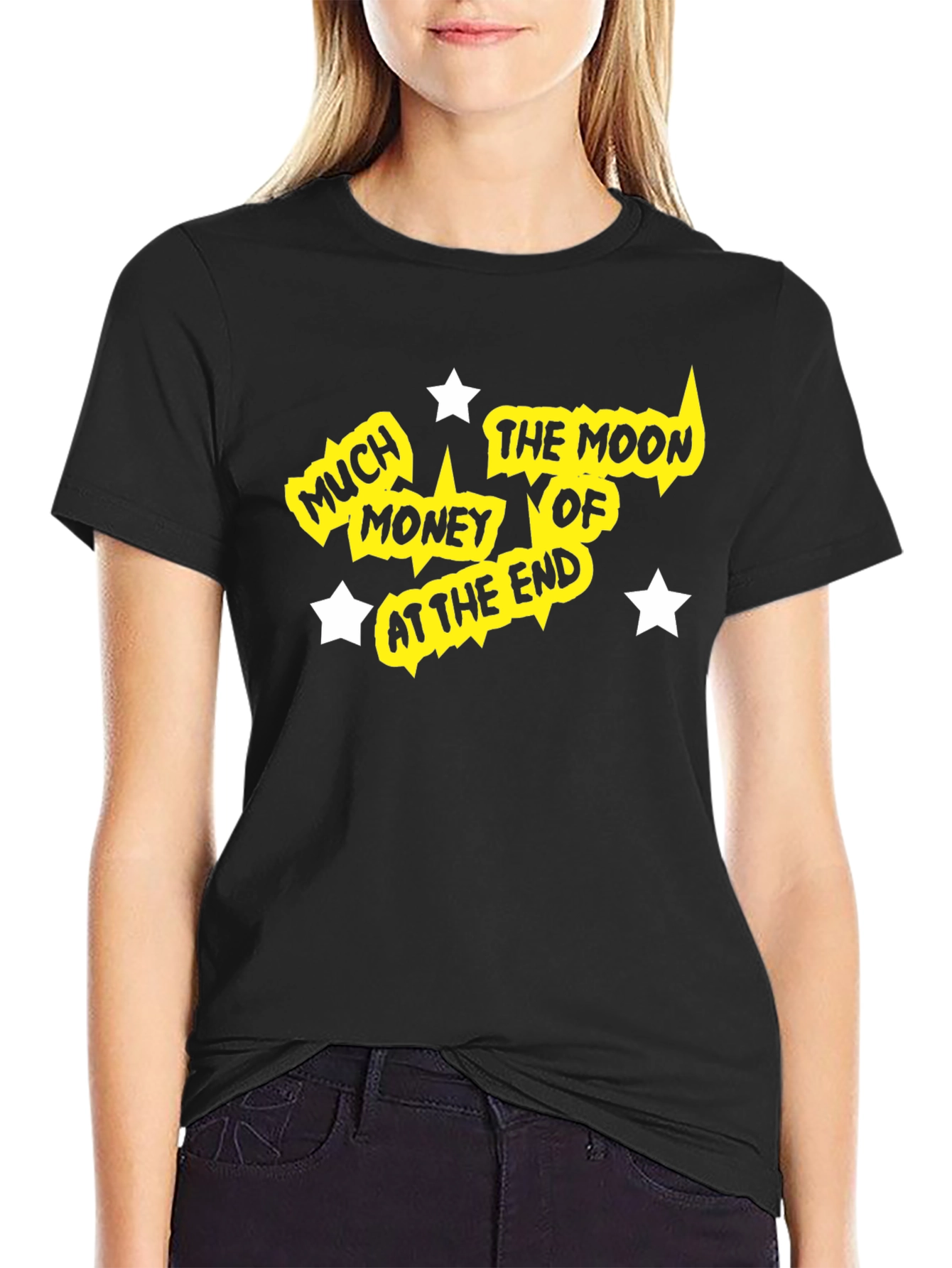 Black Much Money the Moon Graphic Tee - Black view 2