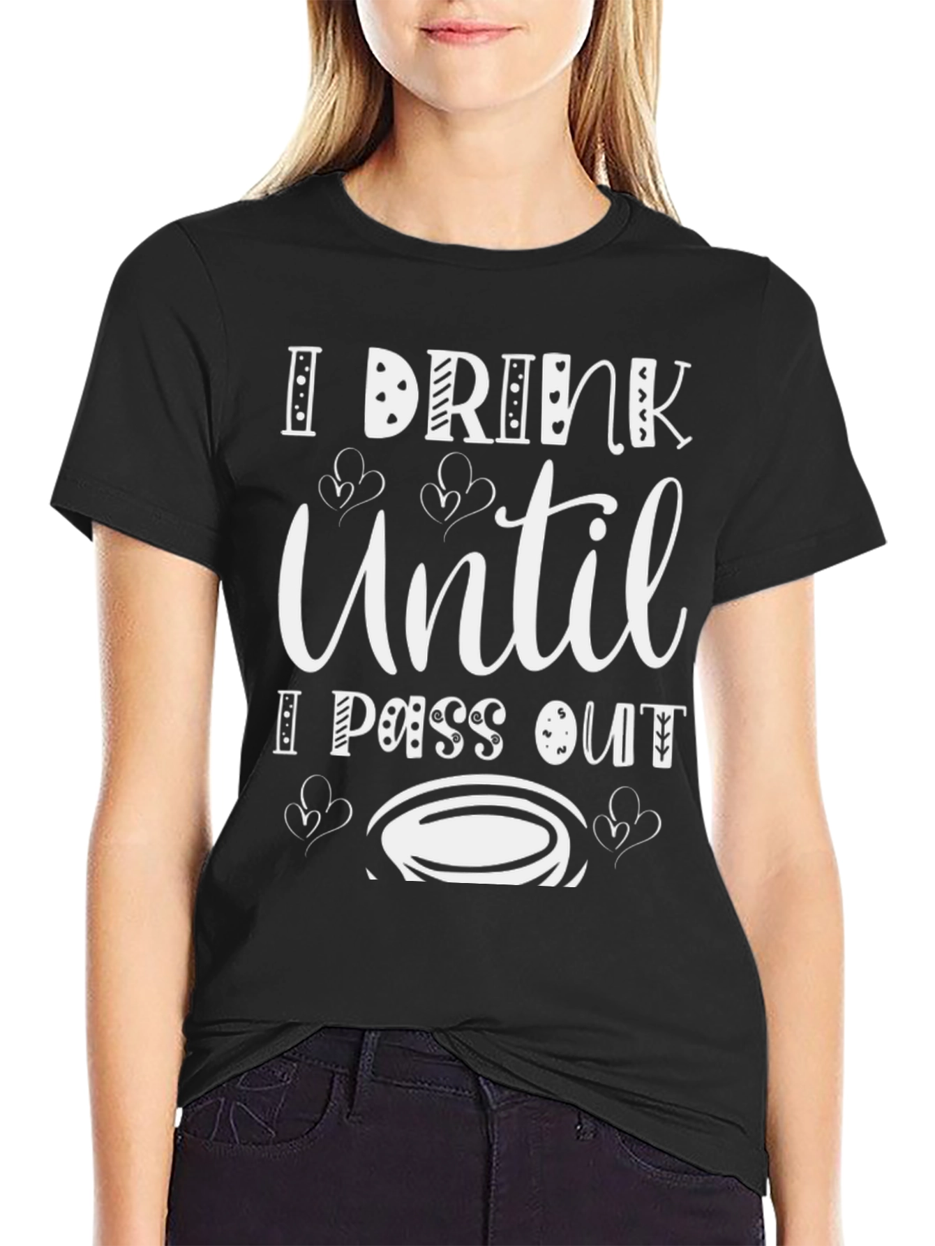 Black I Drink Until I Pass Out Black T-Shirt view 2