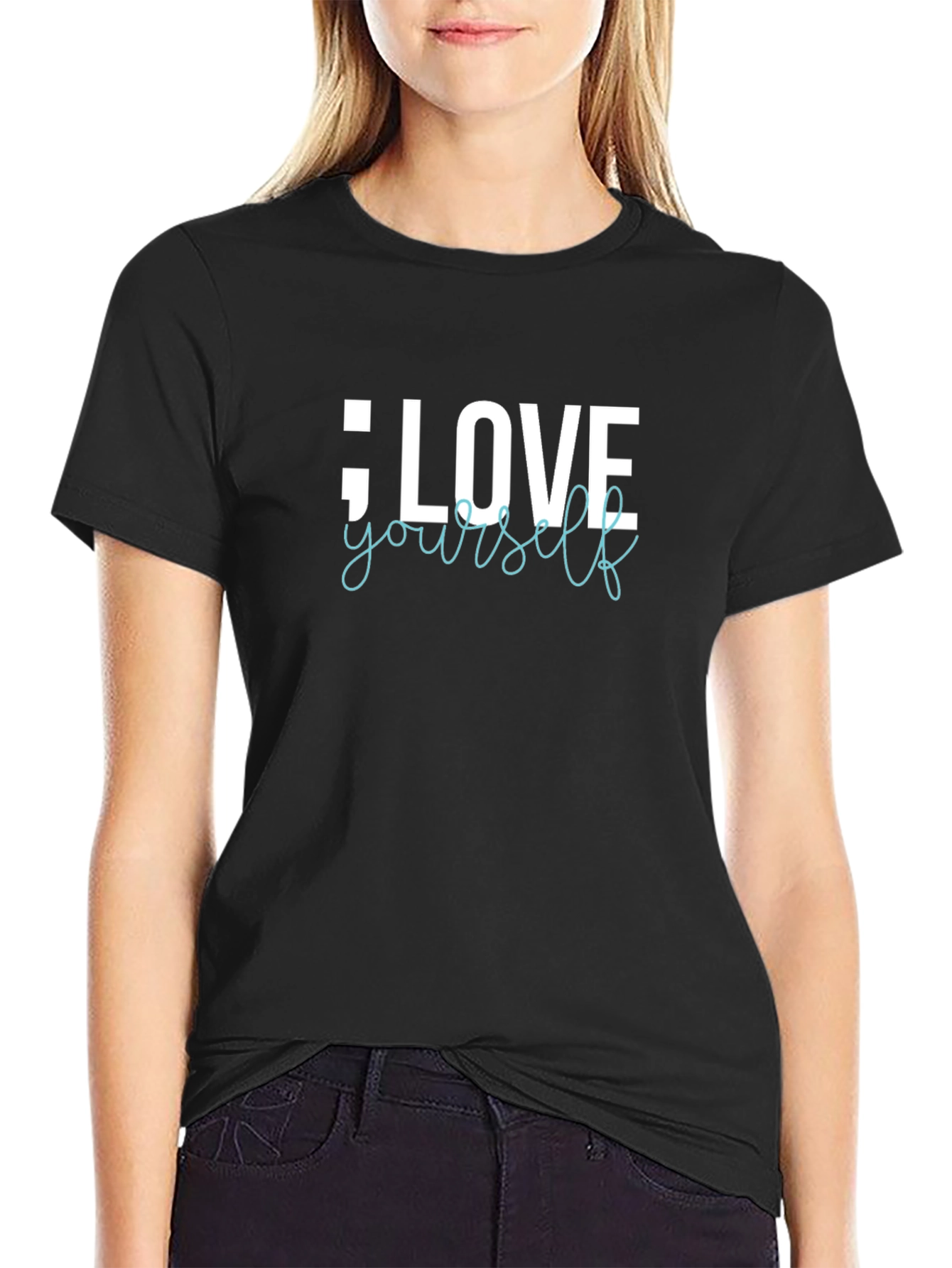 Black Love Yourself Black Graphic Tee view 2
