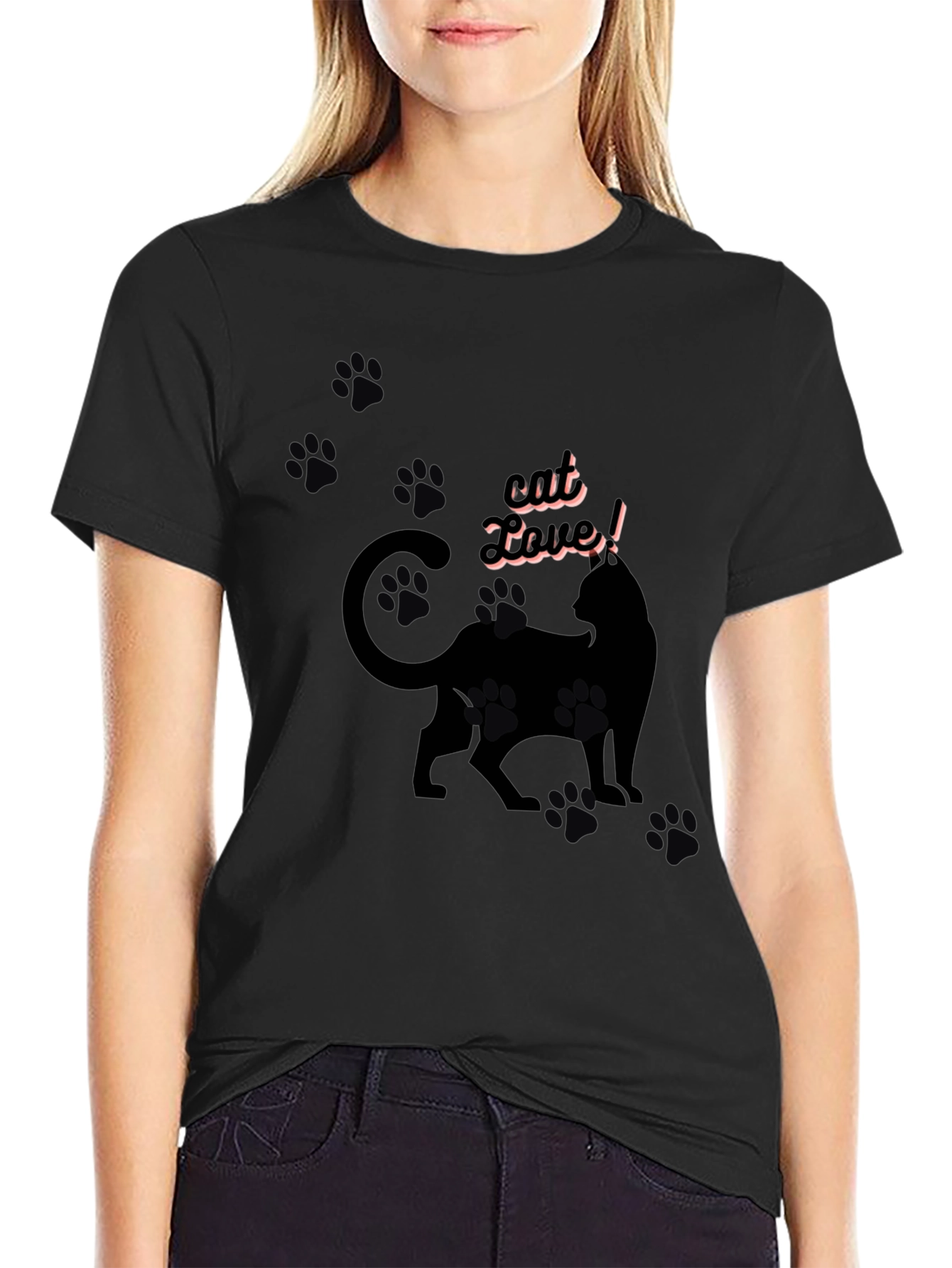 Black Cat Lover T-Shirt - Black Cat Design view 2