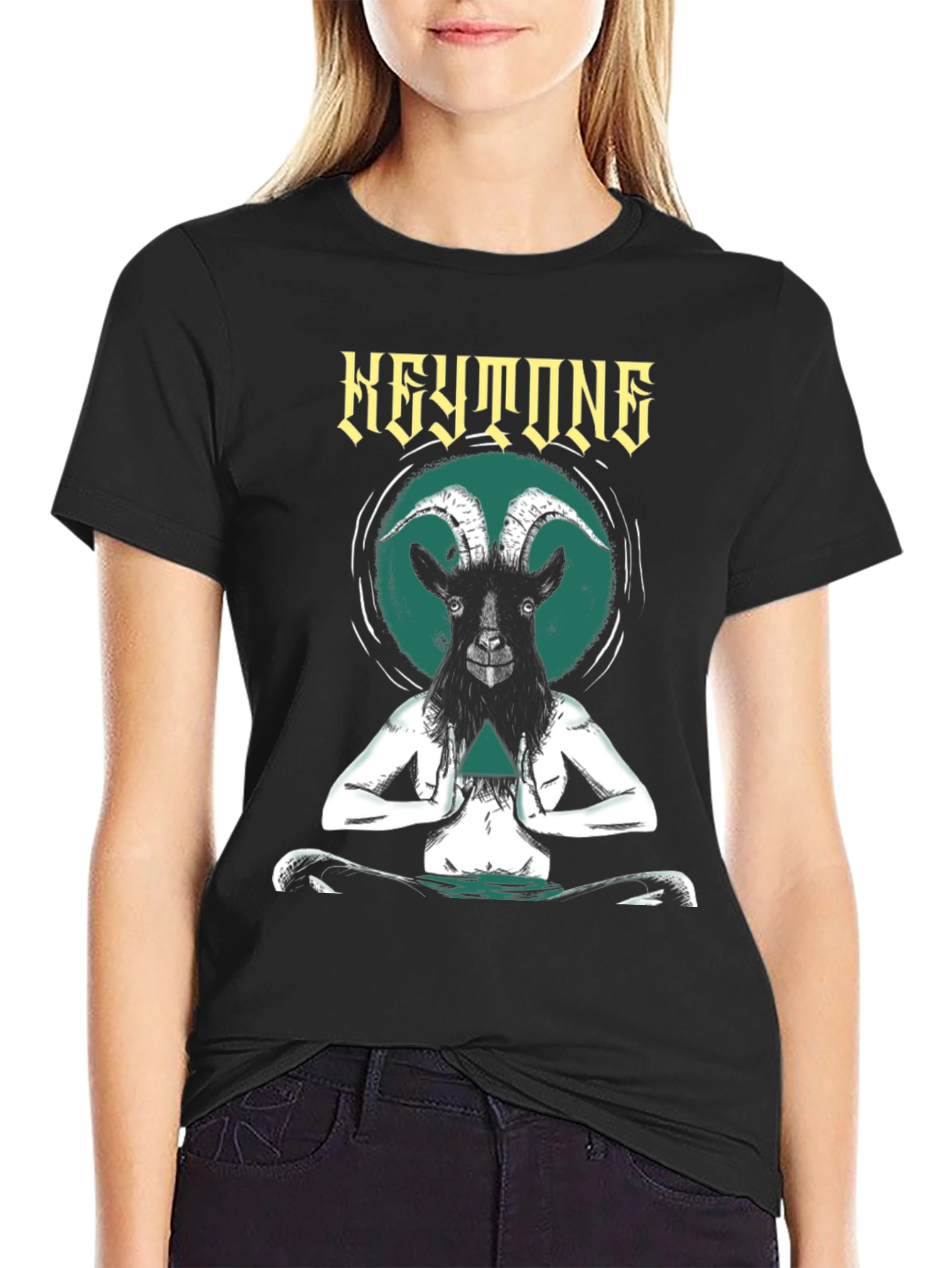 Black Keystone Goat Meditation Graphic Tee - Black view 2