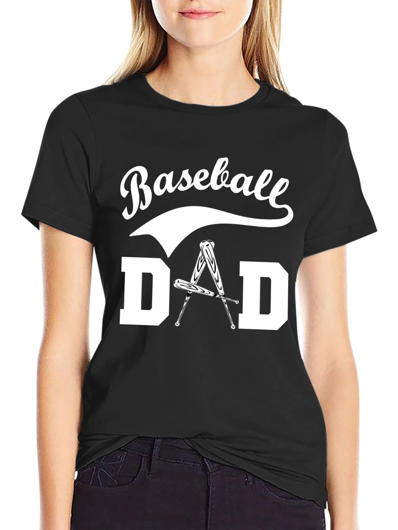 Black Baseball Dad T-Shirt view 2