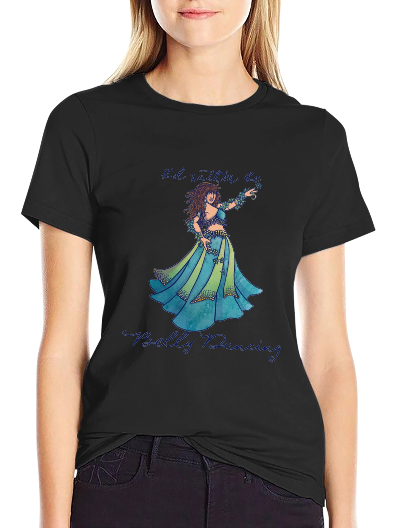 Black Belly Dancing Graphic T-Shirt - Soft Cotton Tee view 2