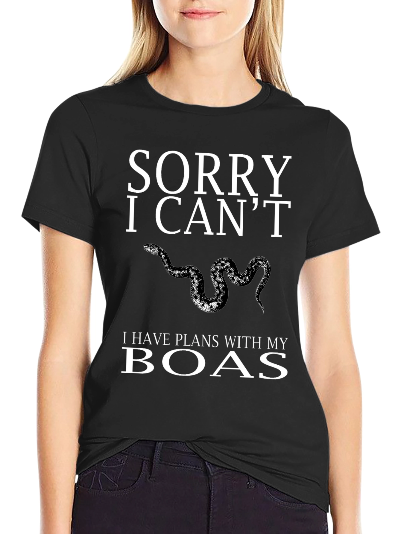 Black Sorry, I Can't Boas T-Shirt view 2