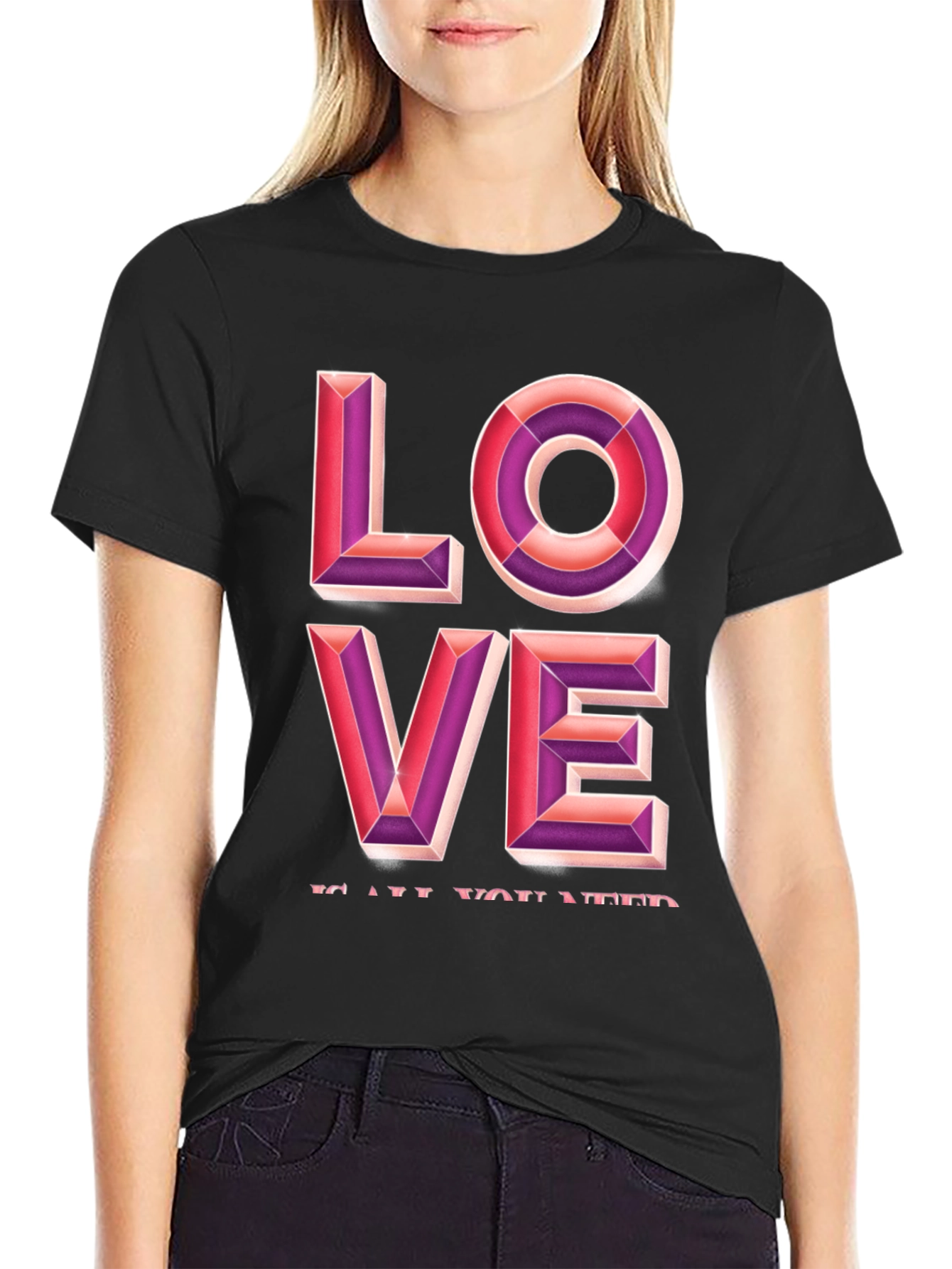 Black Love Graphic Tee - Black Casual T-Shirt view 2