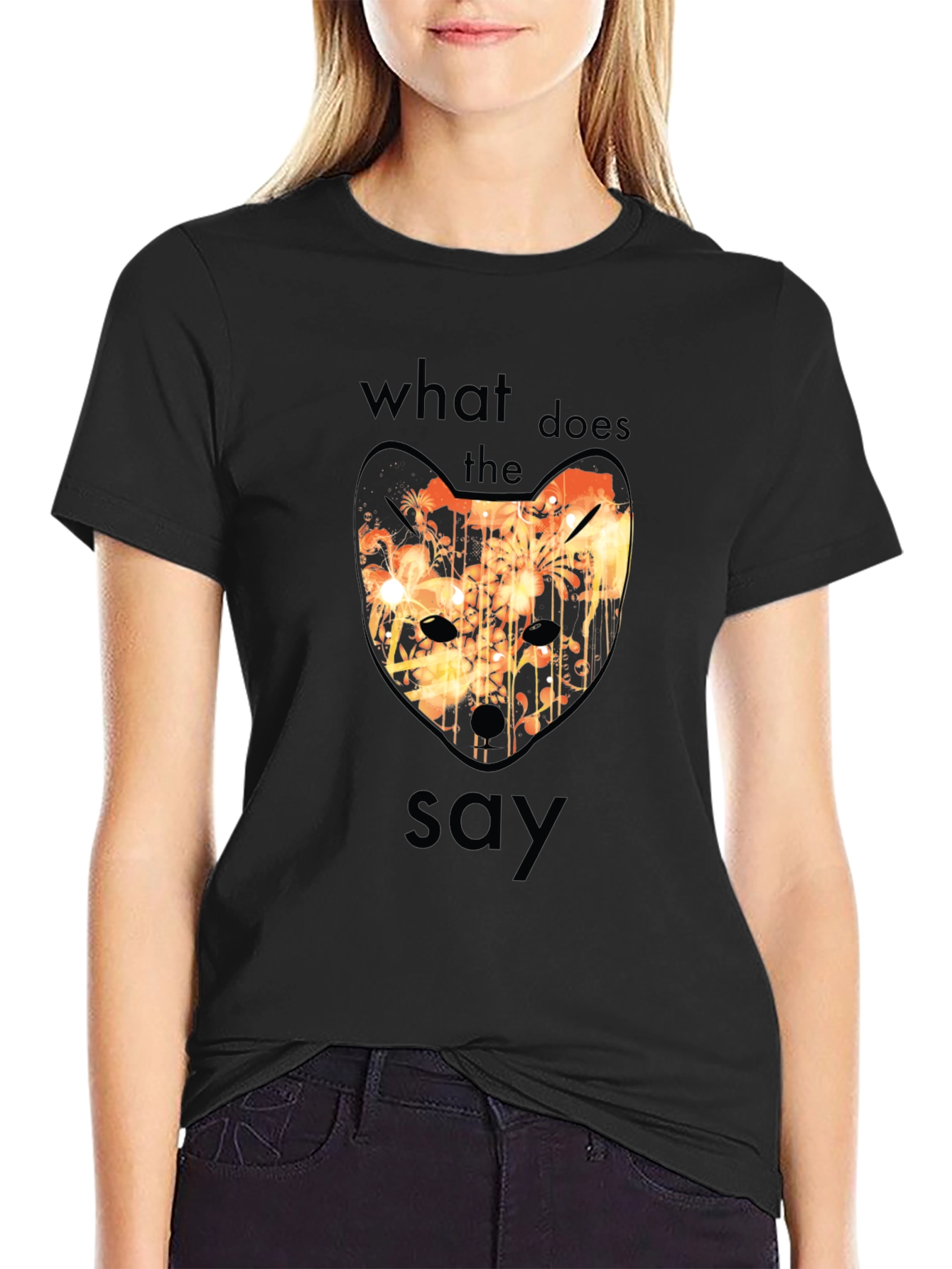 Black Fox Says T-Shirt - Unique Design view 2