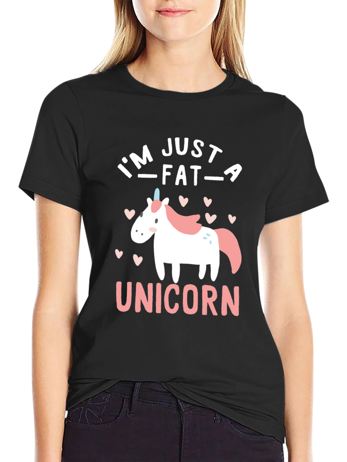 Black I'm Just A Fat Unicorn Graphic T-Shirt view 2